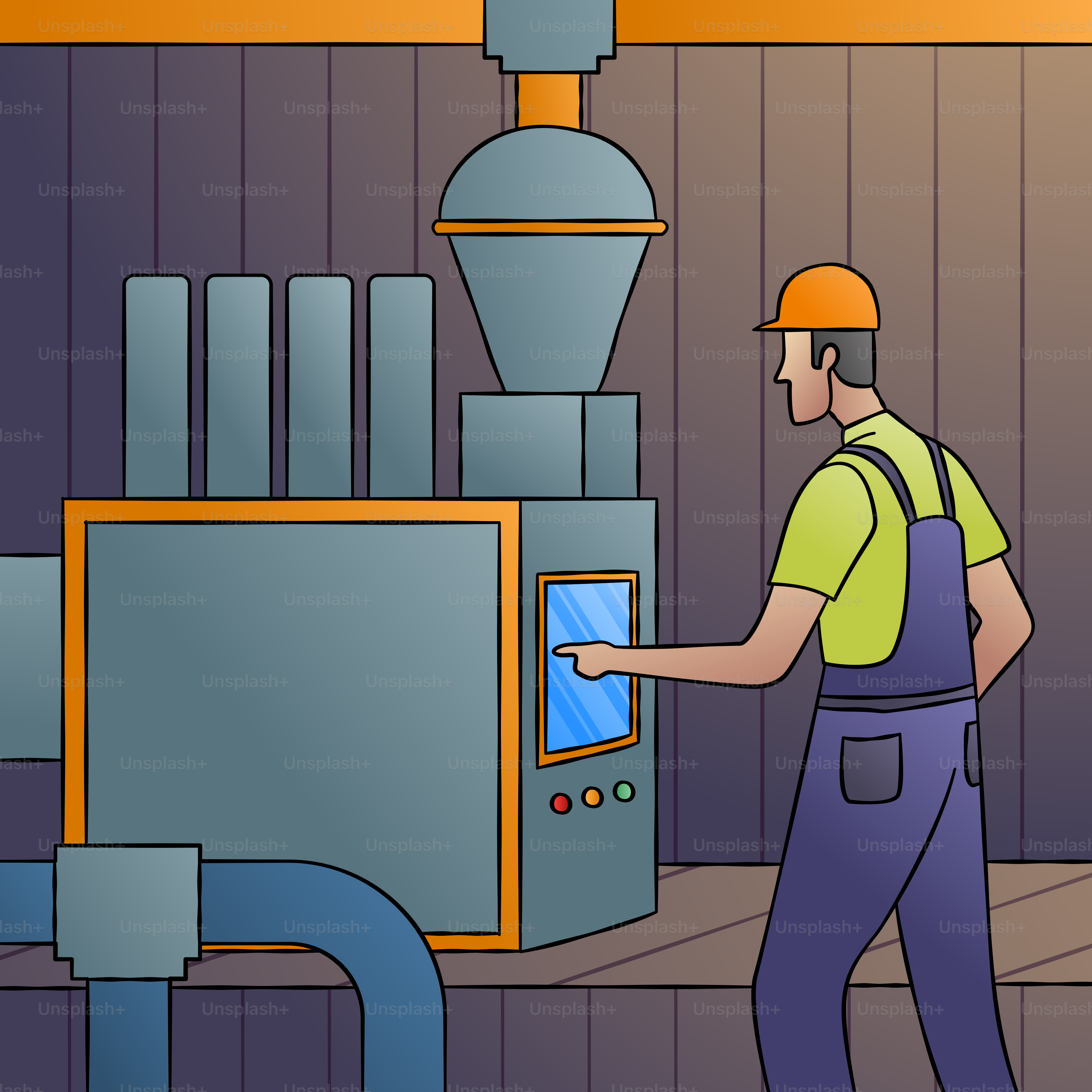 A man standing in front of a machine in a factory