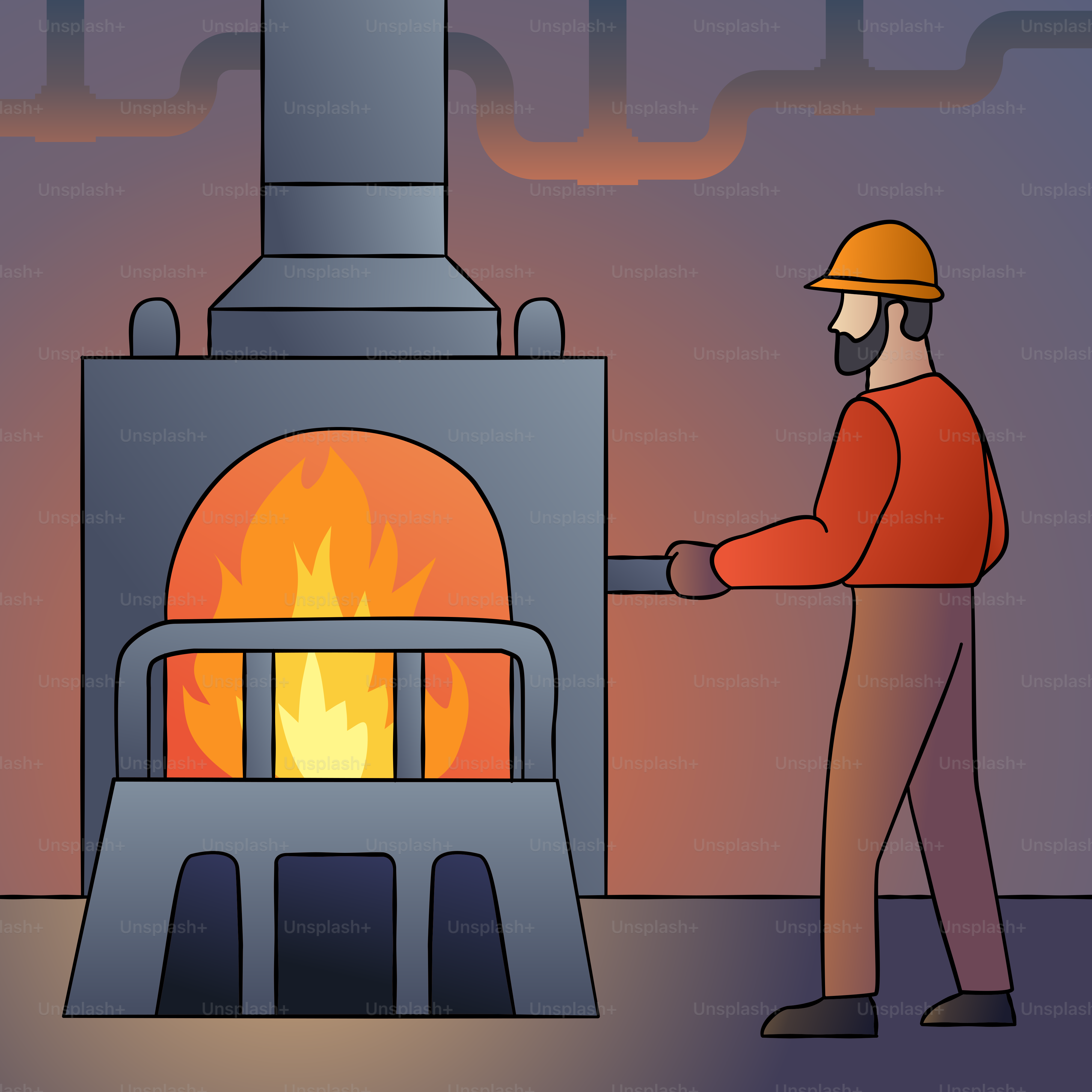 Ein Mann, der vor einem Kamin steht