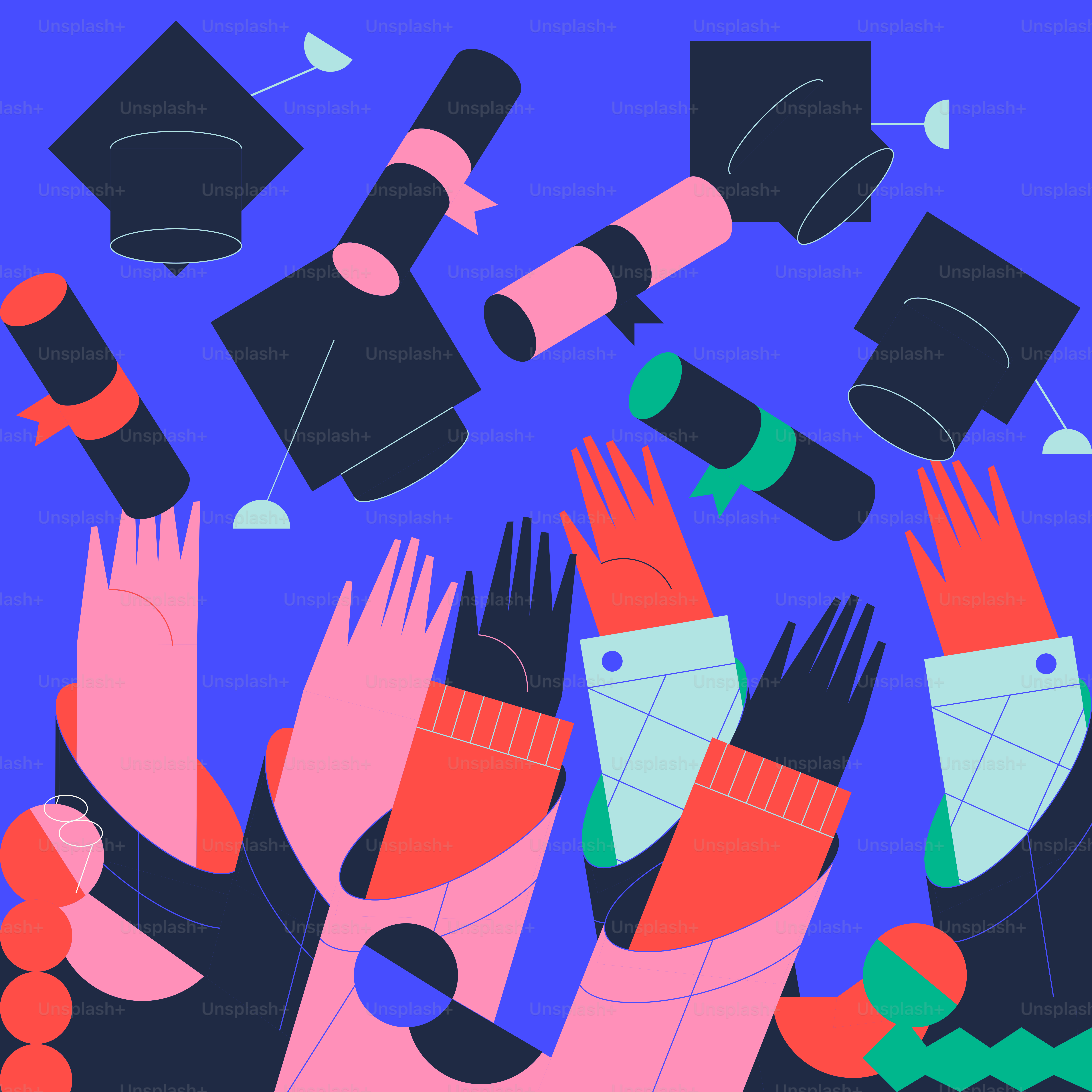 Um grupo de pessoas com as mãos no alto