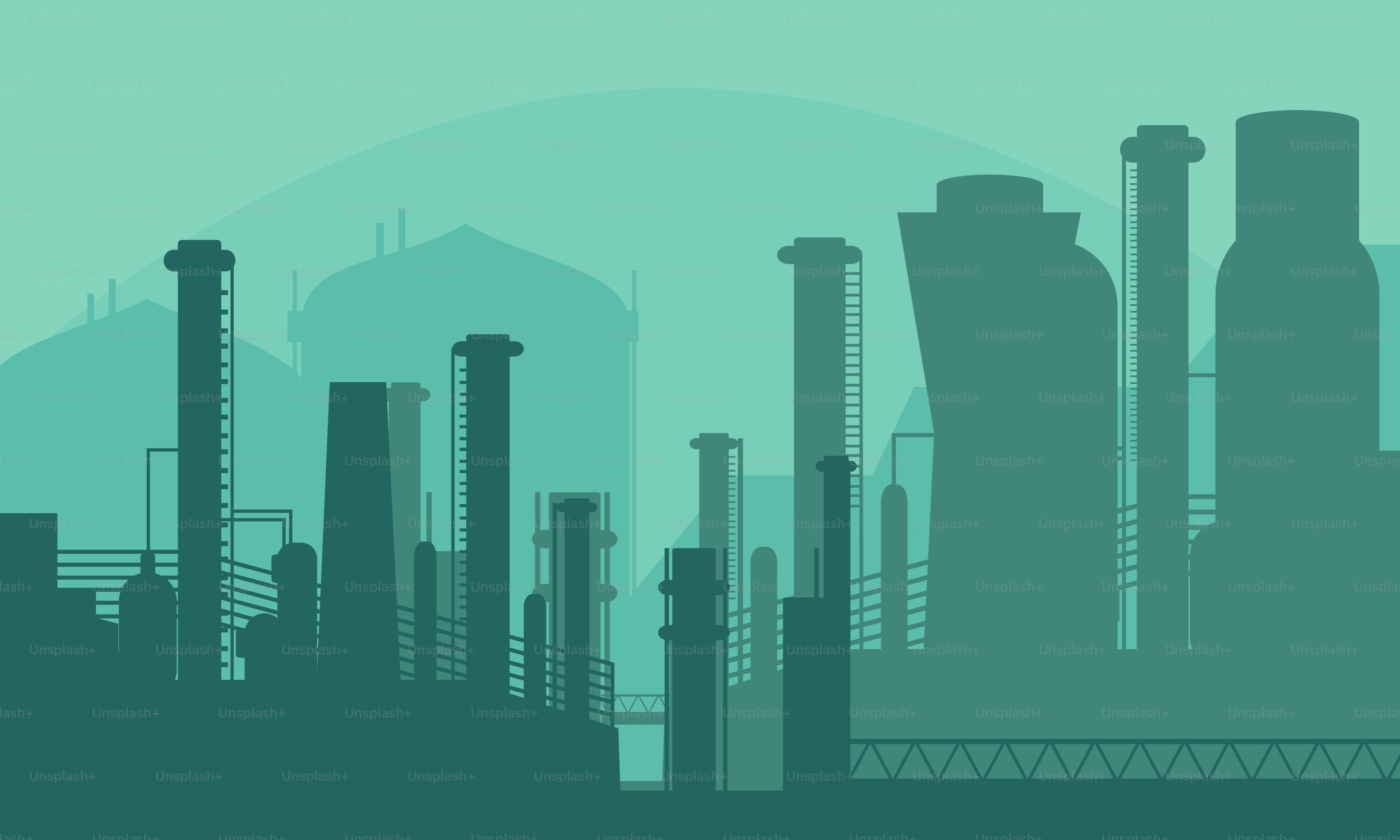 A factory with smoke stacks in the background