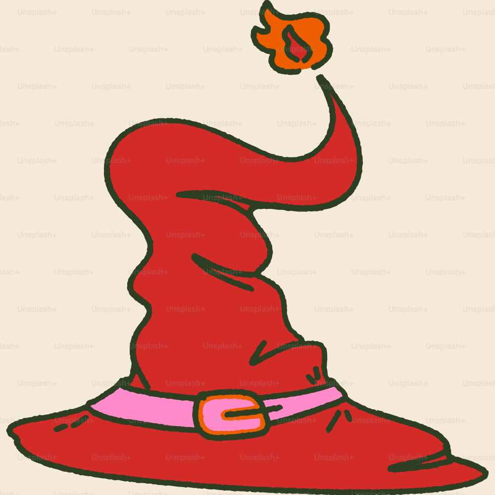 A red hat with a pink ribbon on it