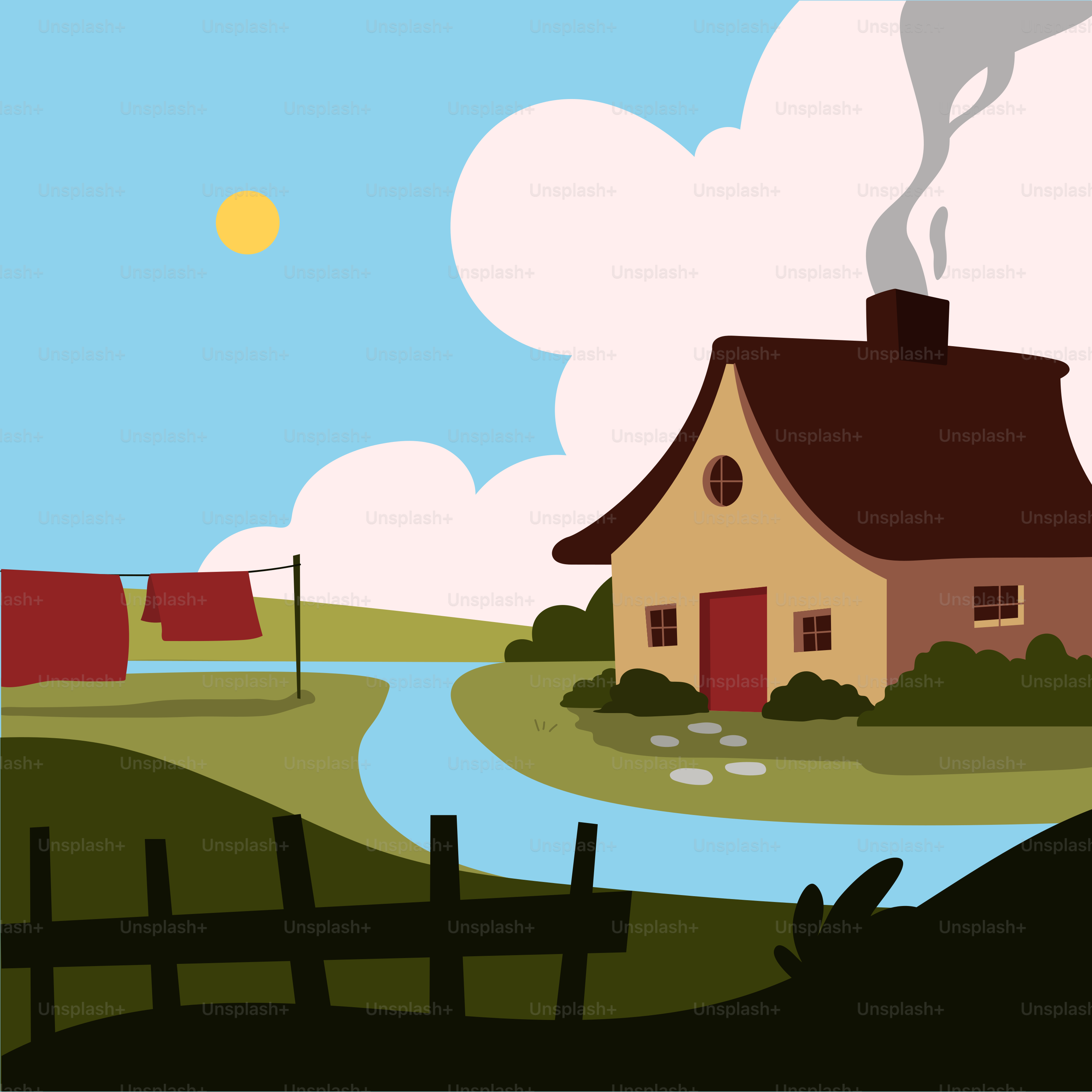 Una casa con humo saliendo de la chimenea vector – Imagen de Sol en Unsplash, image size:3000x3000