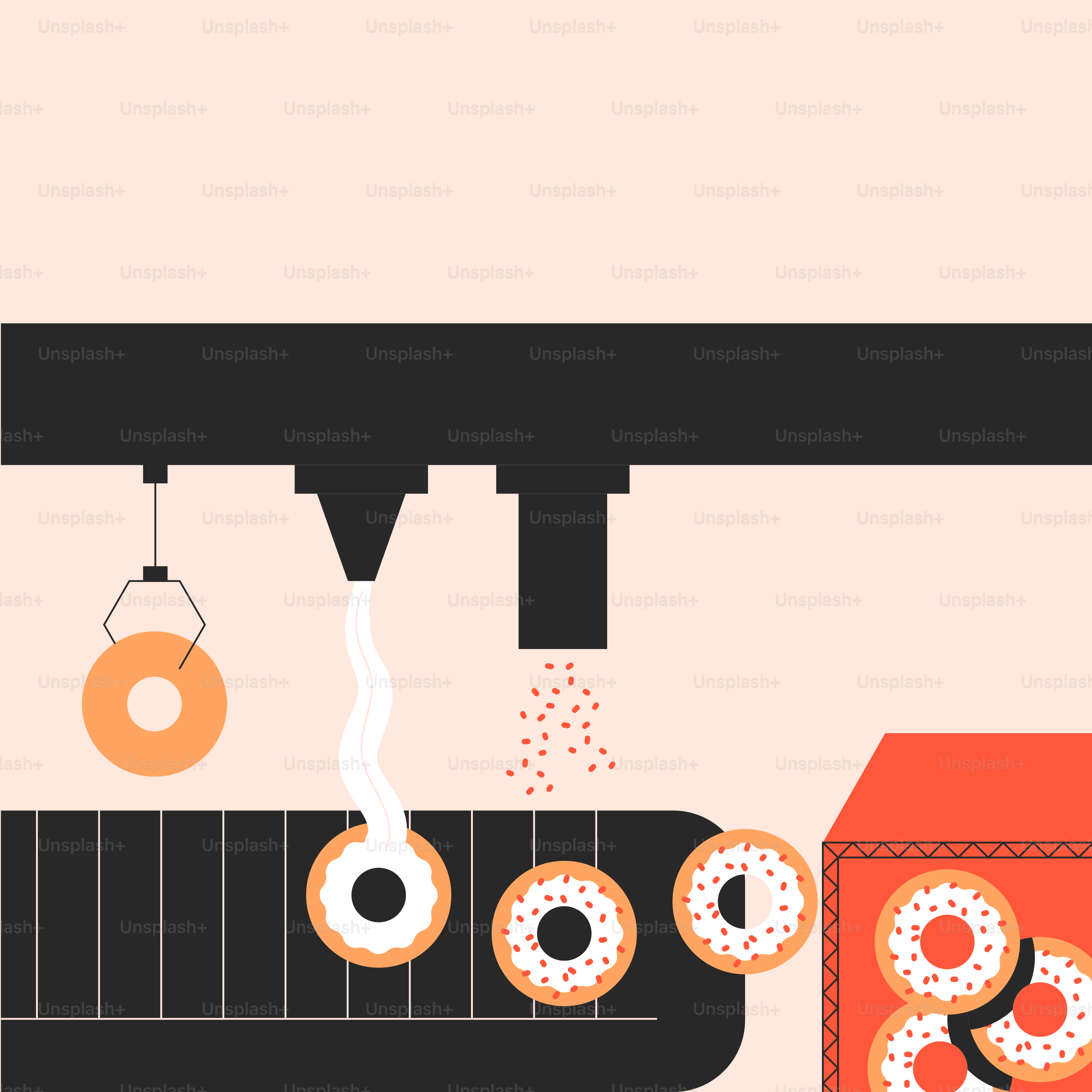 Eine Illustration einer Bratpfanne mit Donuts darauf