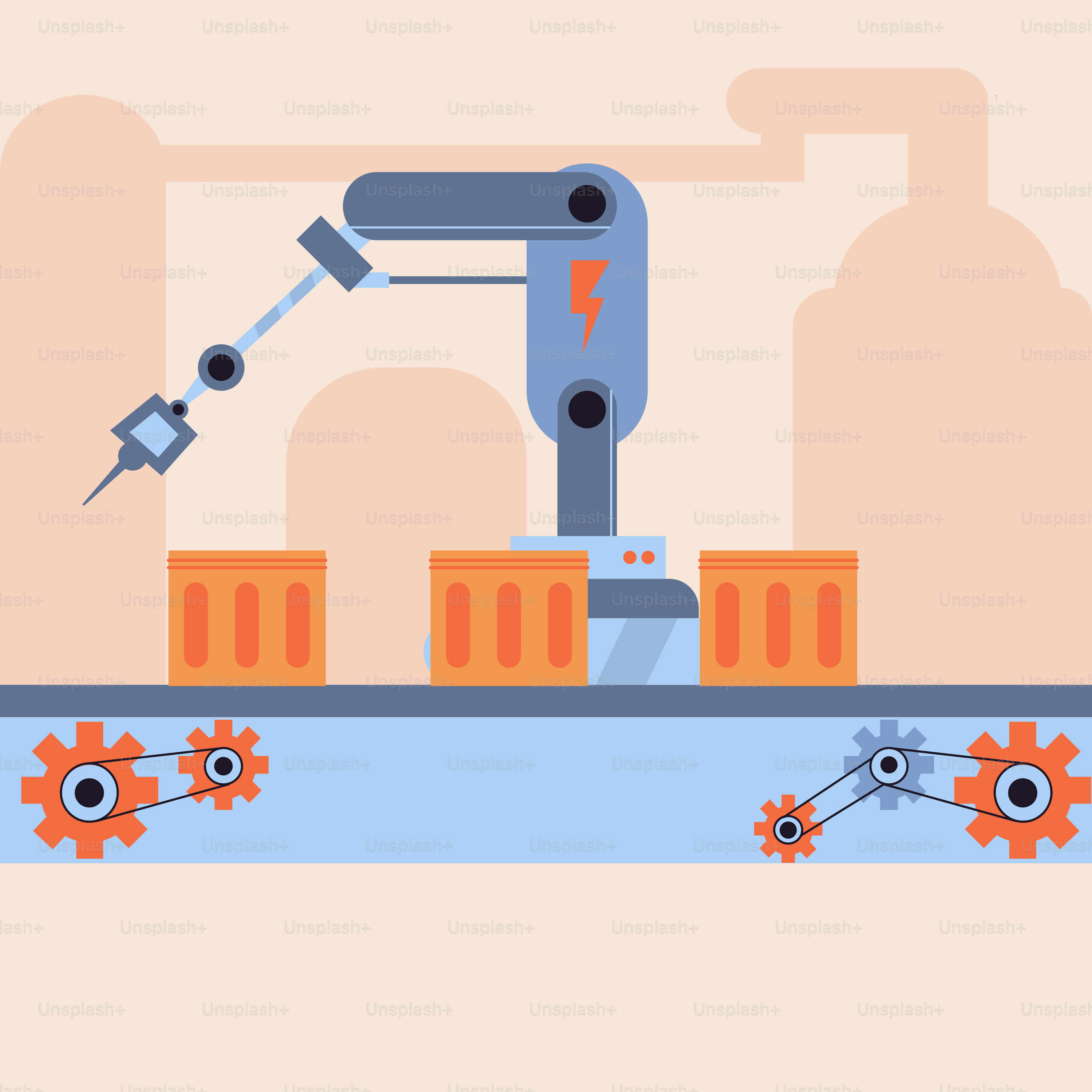 A machine is working on a conveyor belt