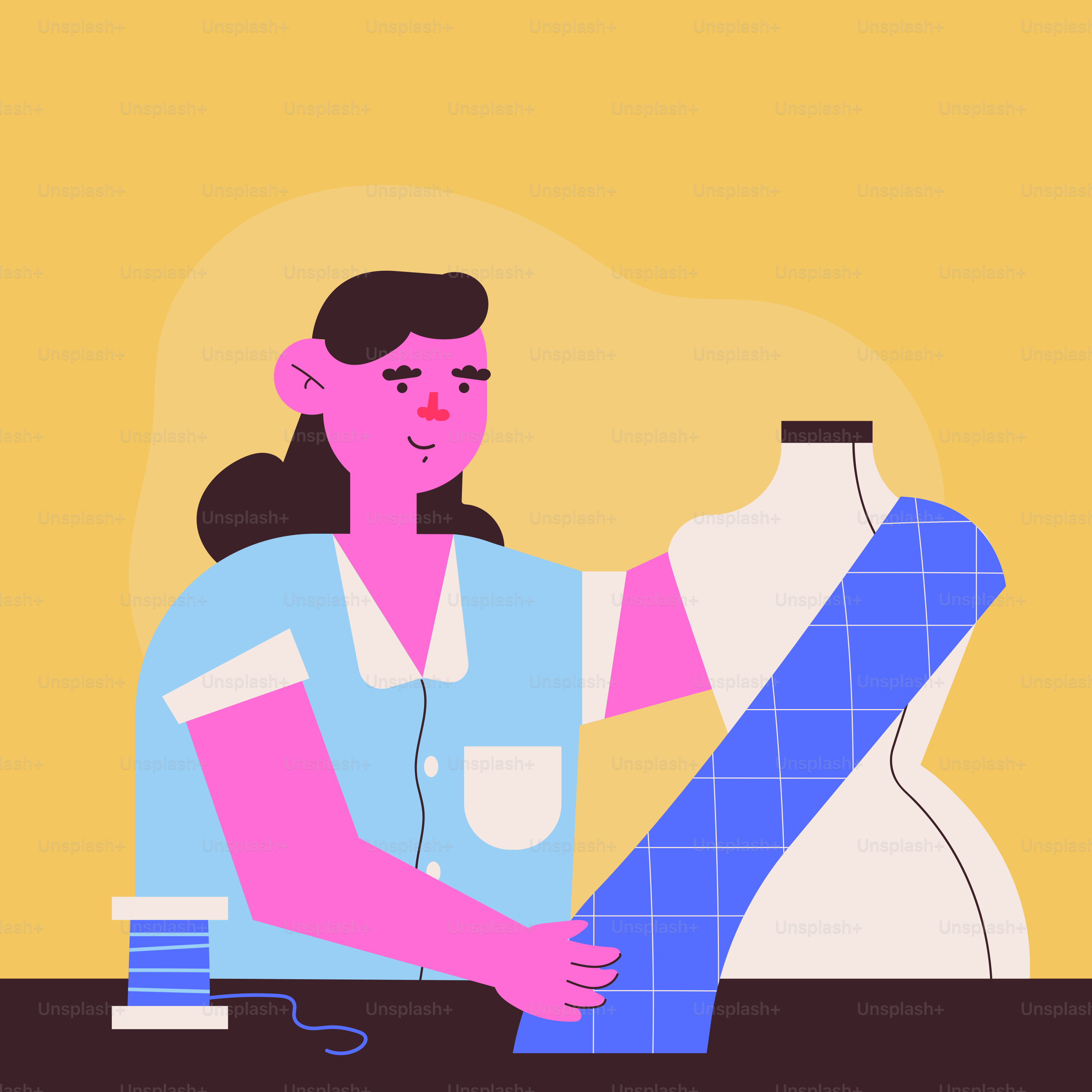 A woman working on a dressmaker's mannequin