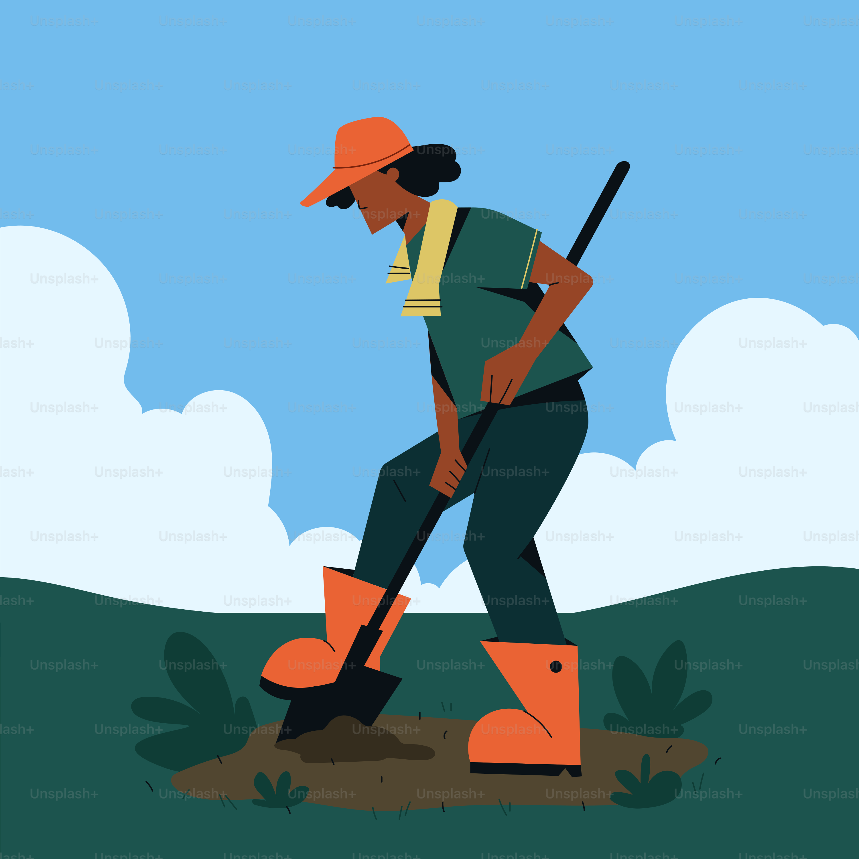 A man with a shovel digging a hole in the ground