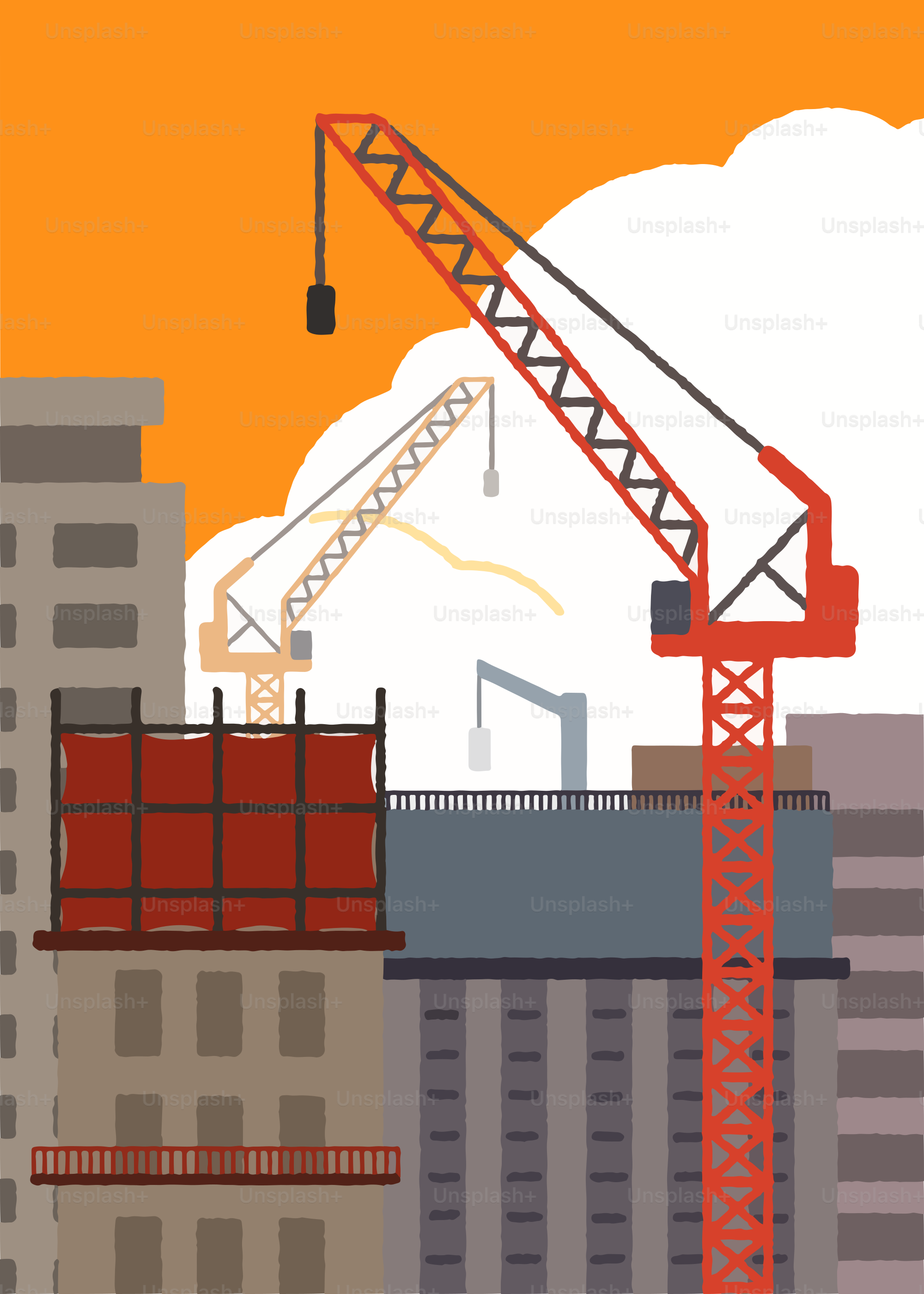 A crane is standing on top of a building
