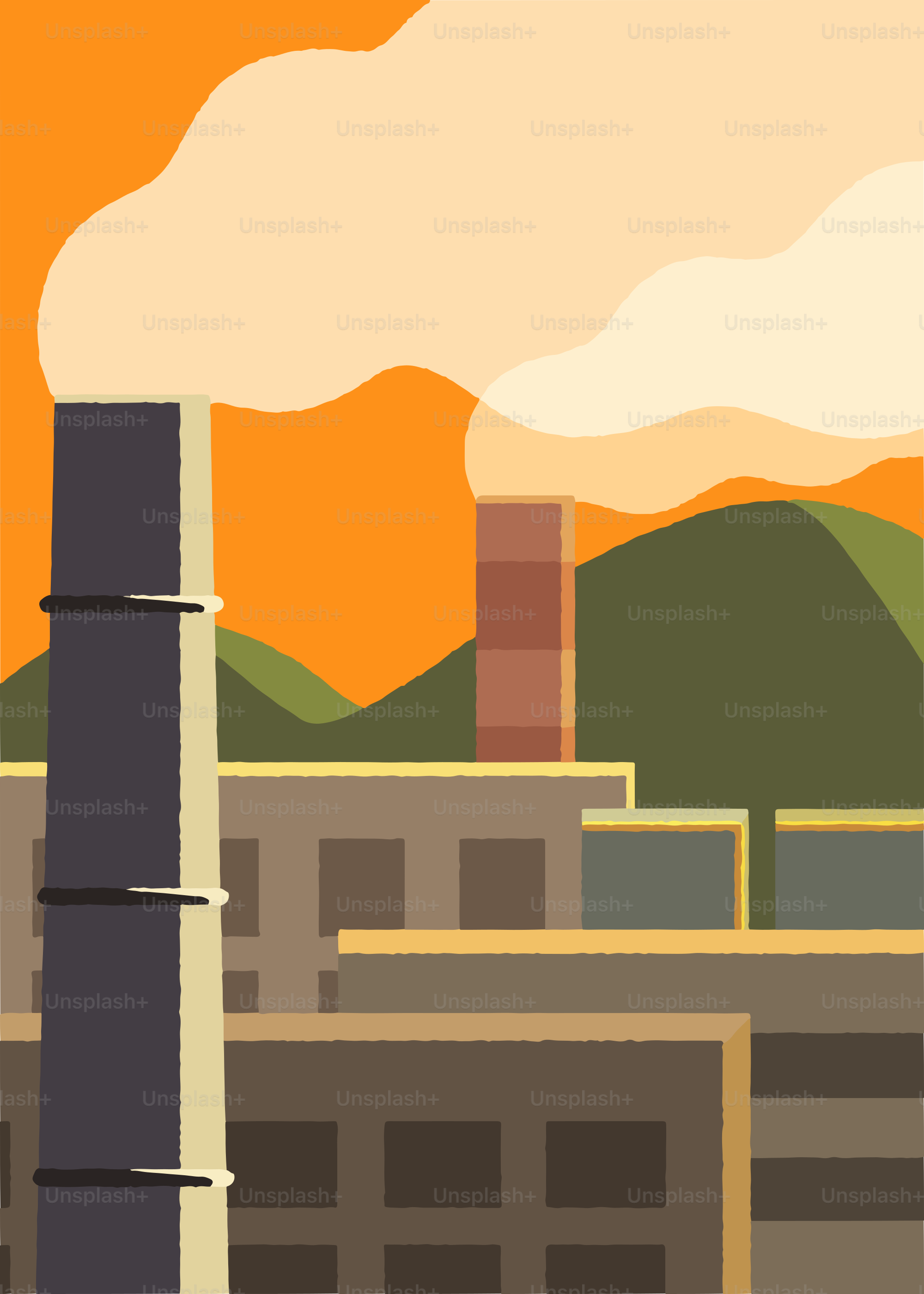 A factory with smoke coming out of it