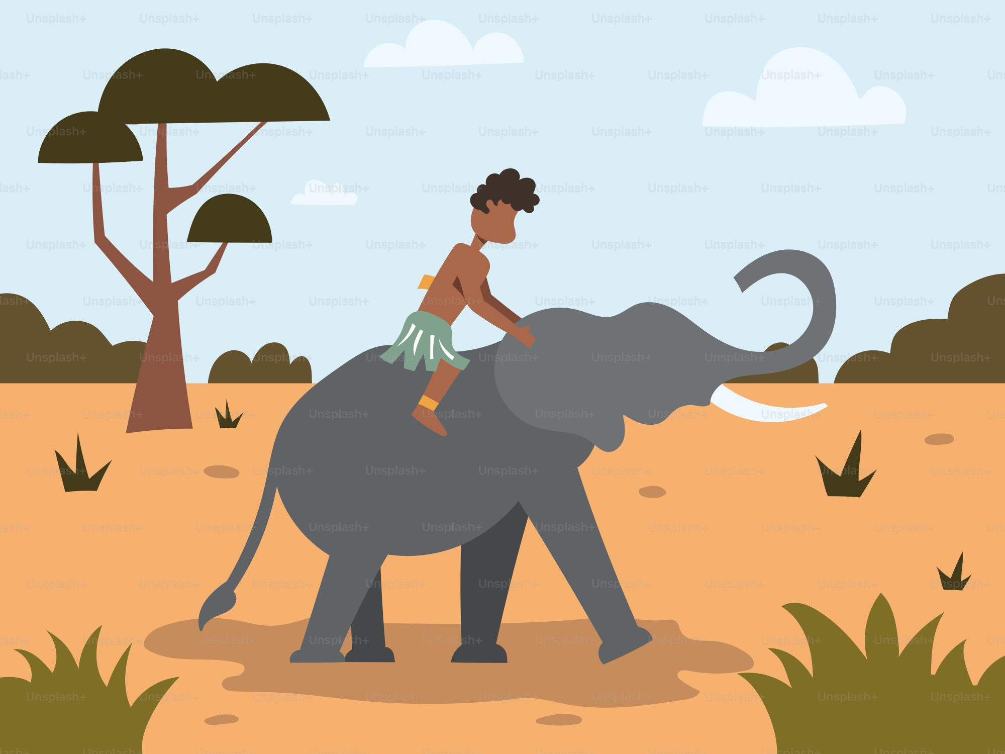 Eine Frau, die auf dem Rücken eines Elefanten reitet