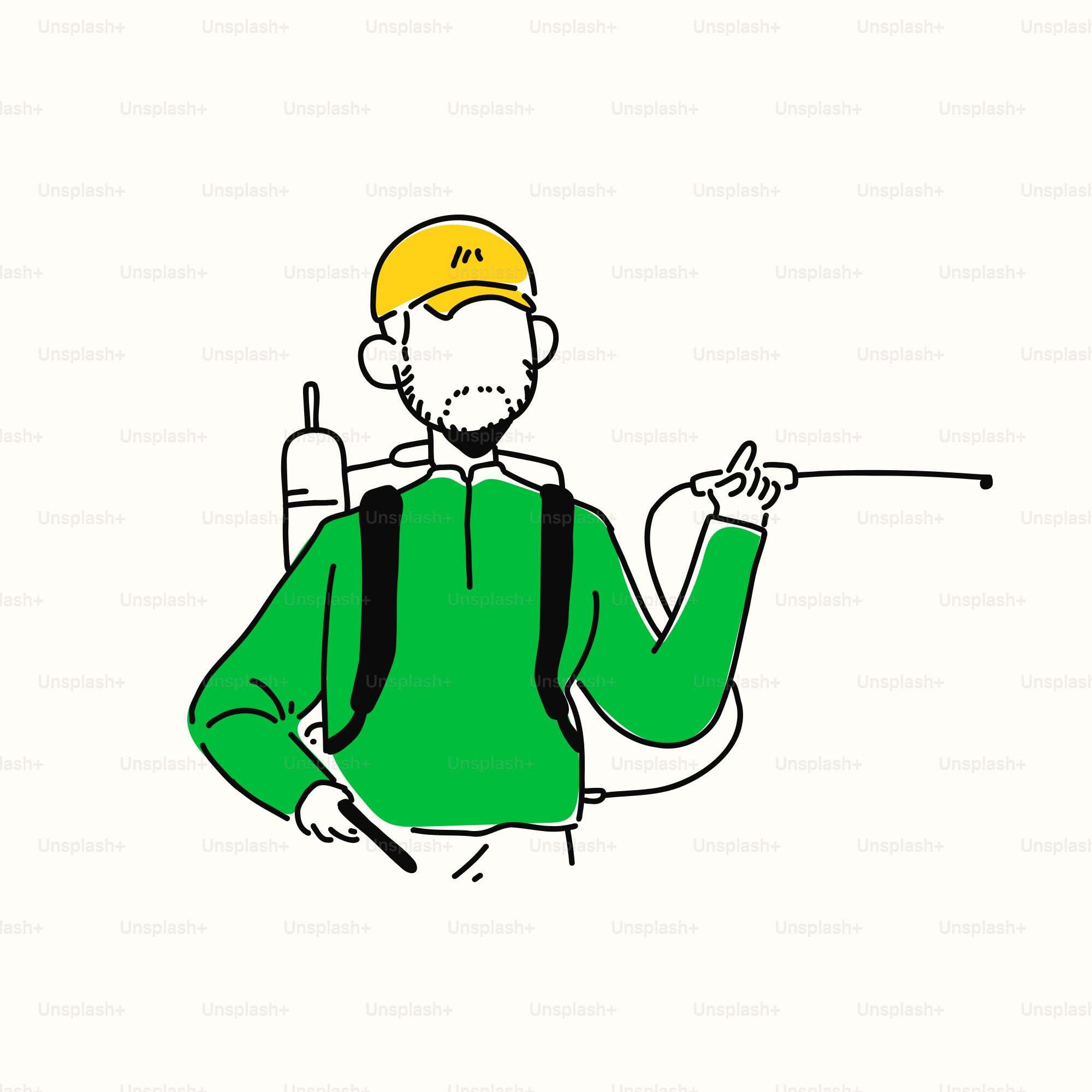 A drawing of a man holding a golf club