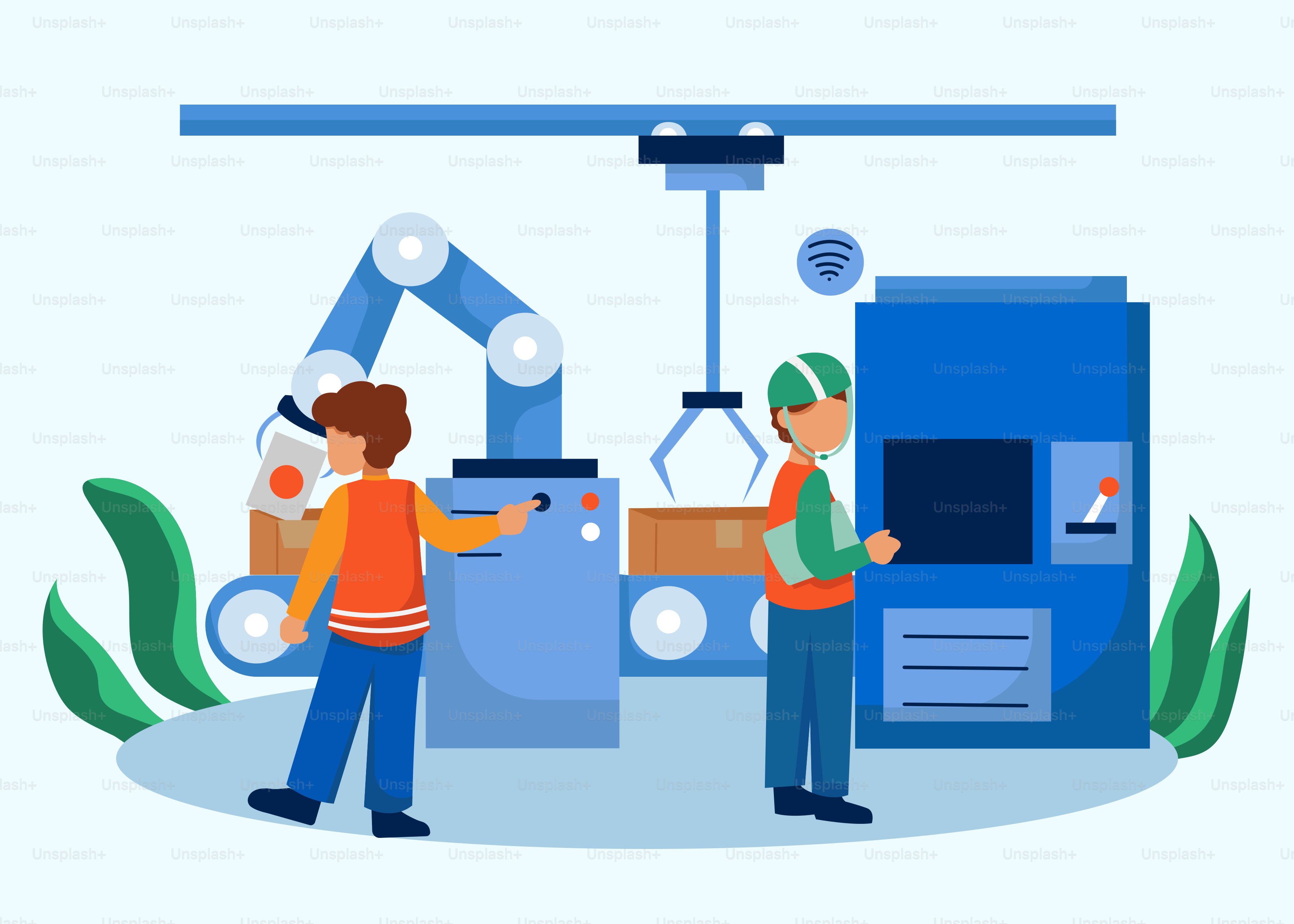 Two people standing in front of a machine