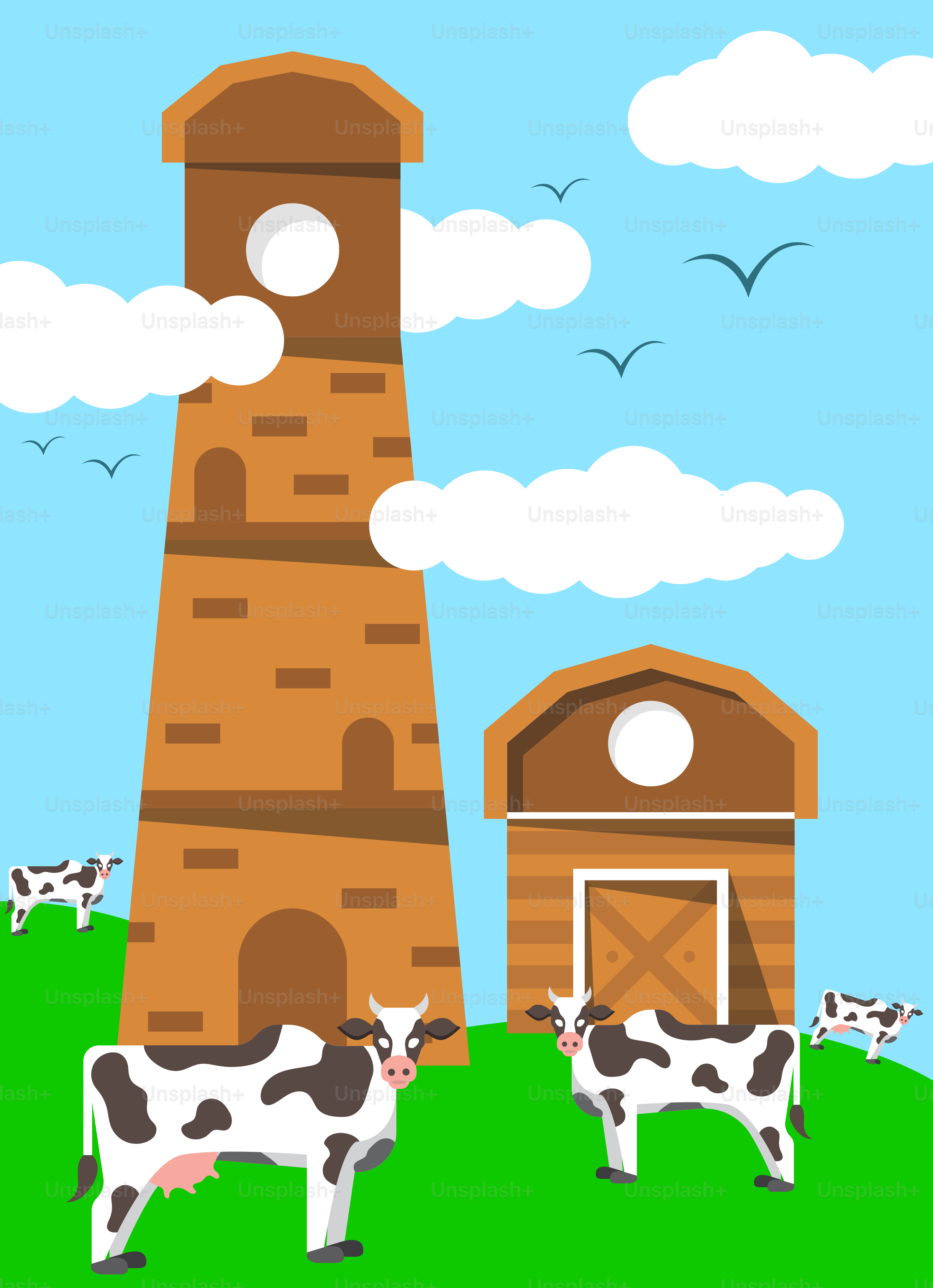 A group of cows standing in front of a building