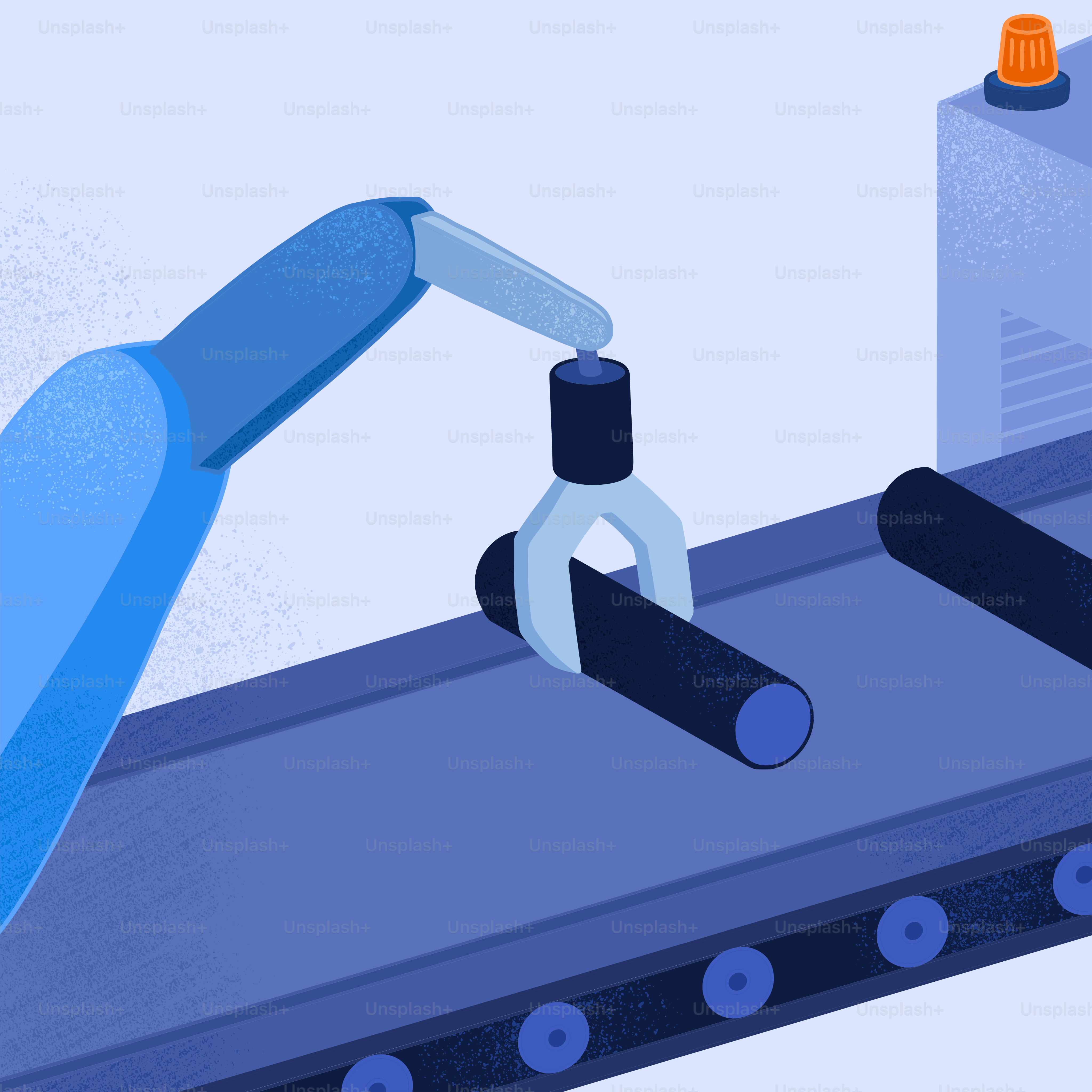 Eine Wasserflasche und eine Tube Zahnpasta auf einem Förderband