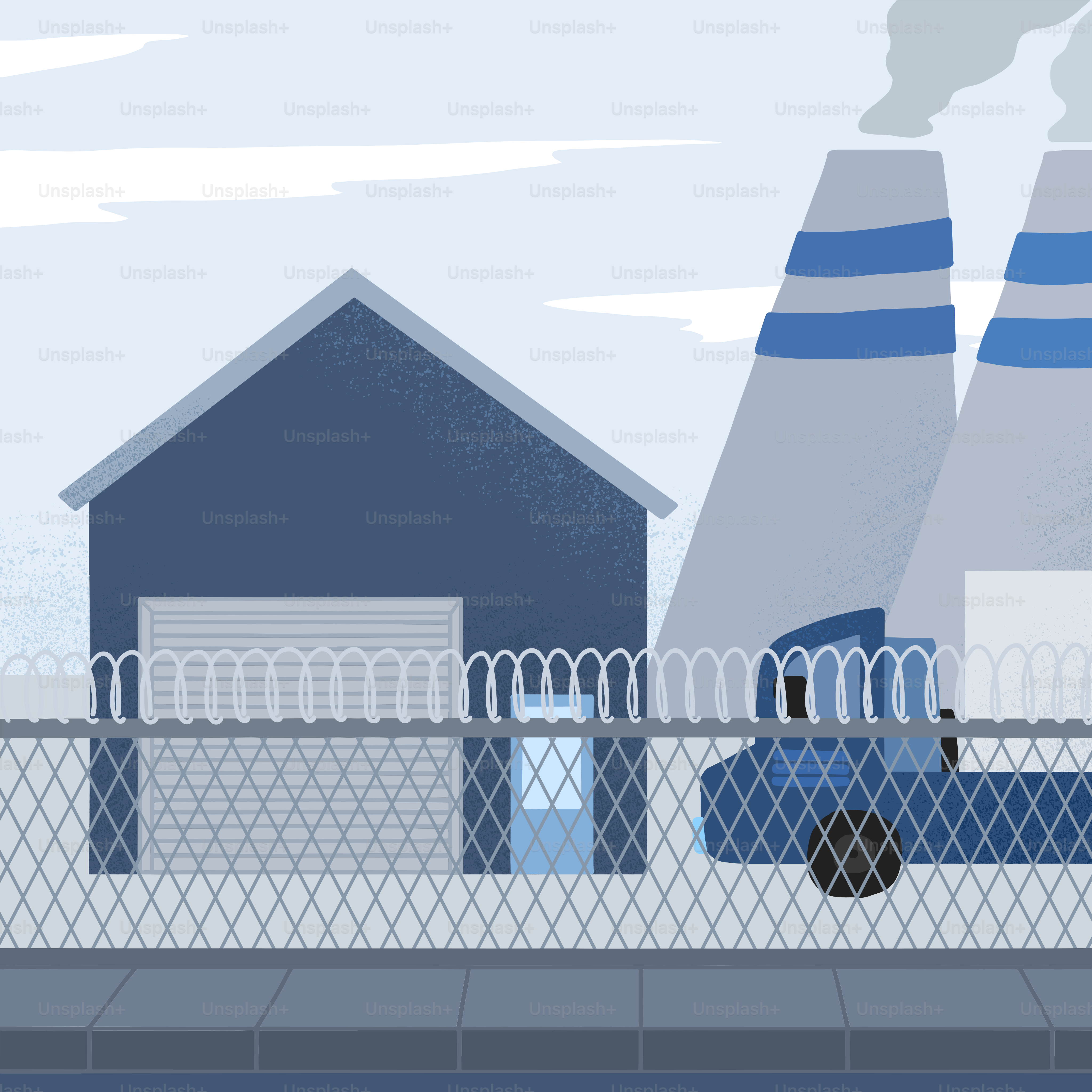 A picture of a factory with smoke coming out of it