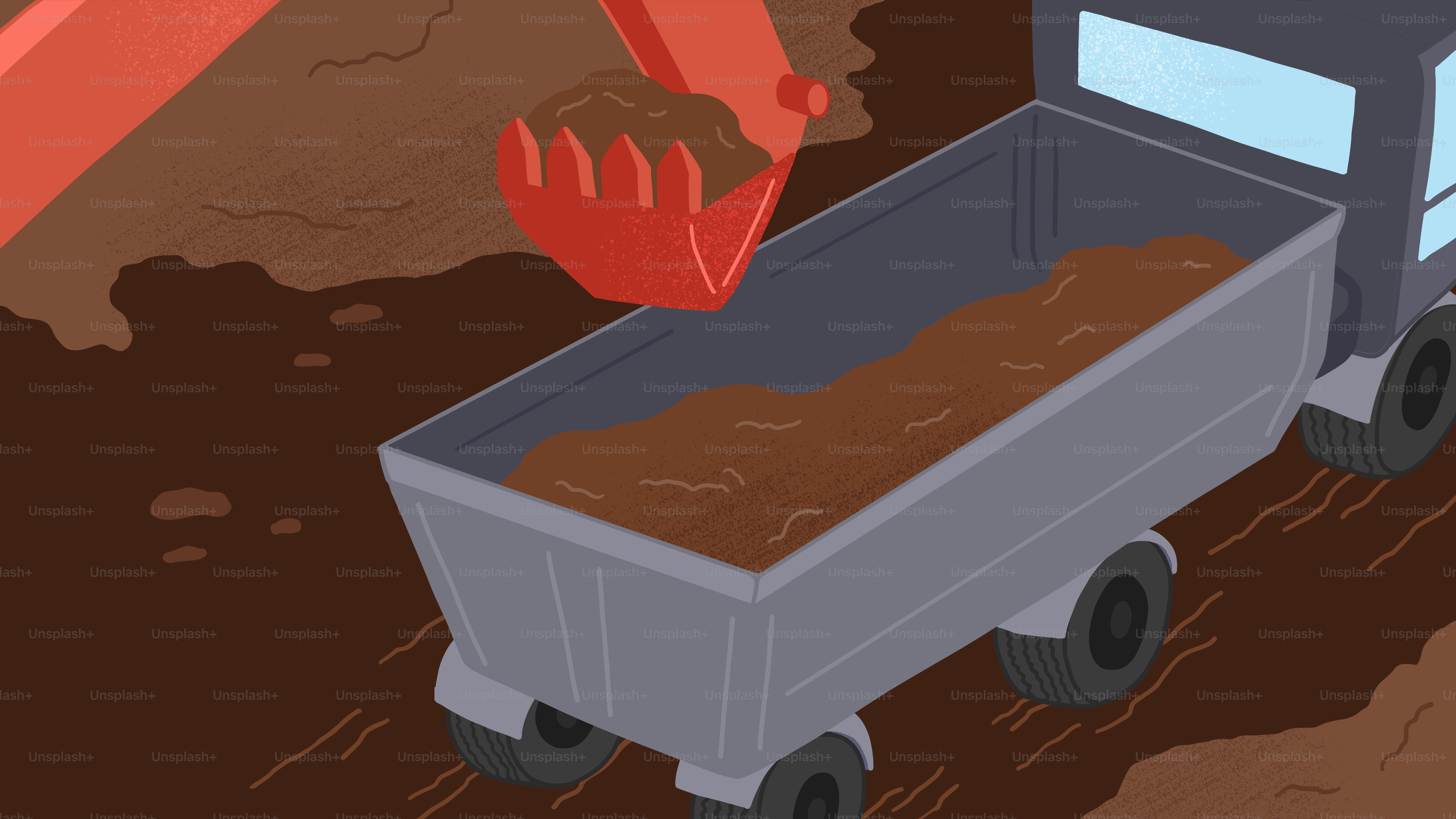 ダンプトラックが土を掘る漫画