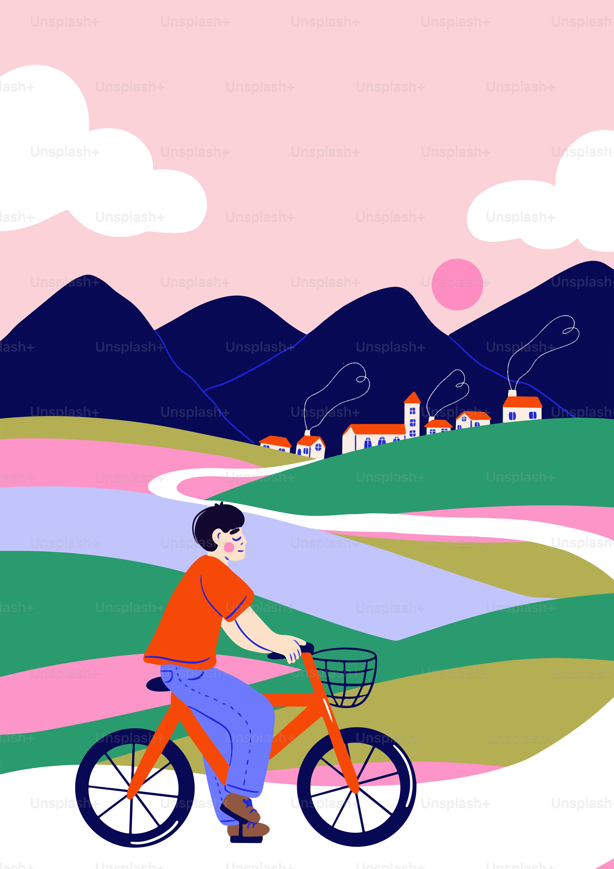 A man riding a bike down a road