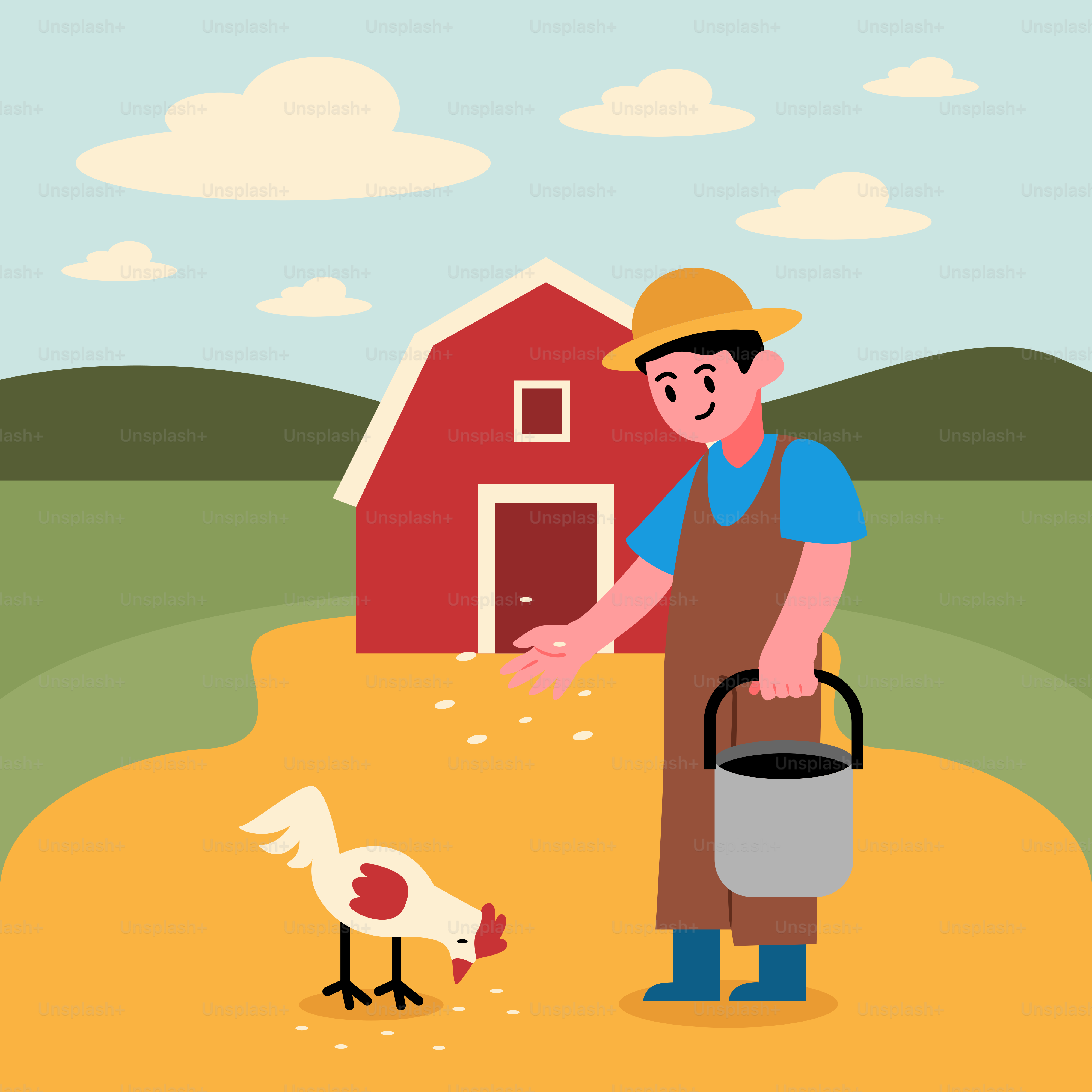 A man standing in front of a red barn