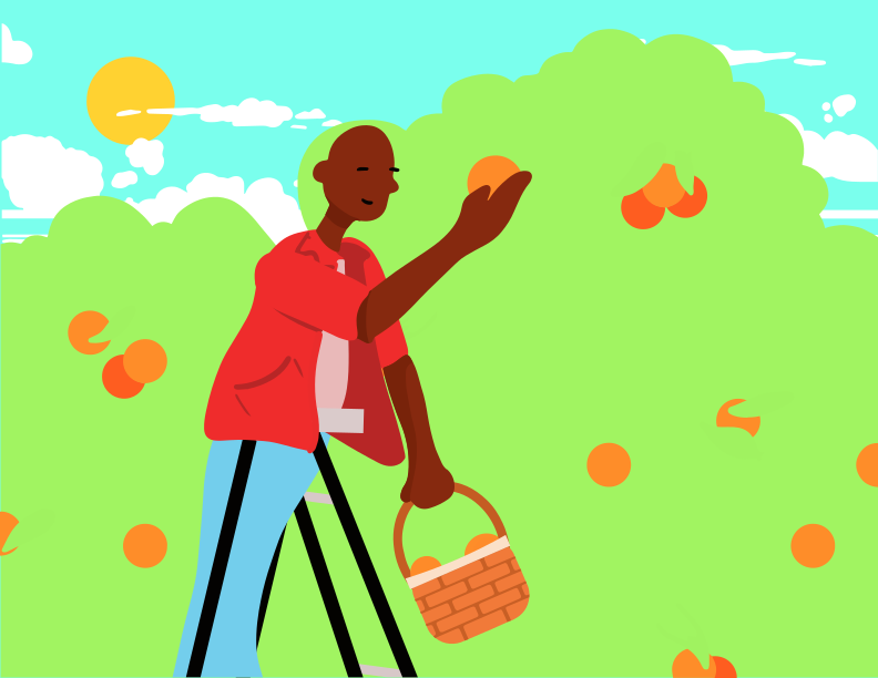 Un homme tenant un panier se promenant dans un parc