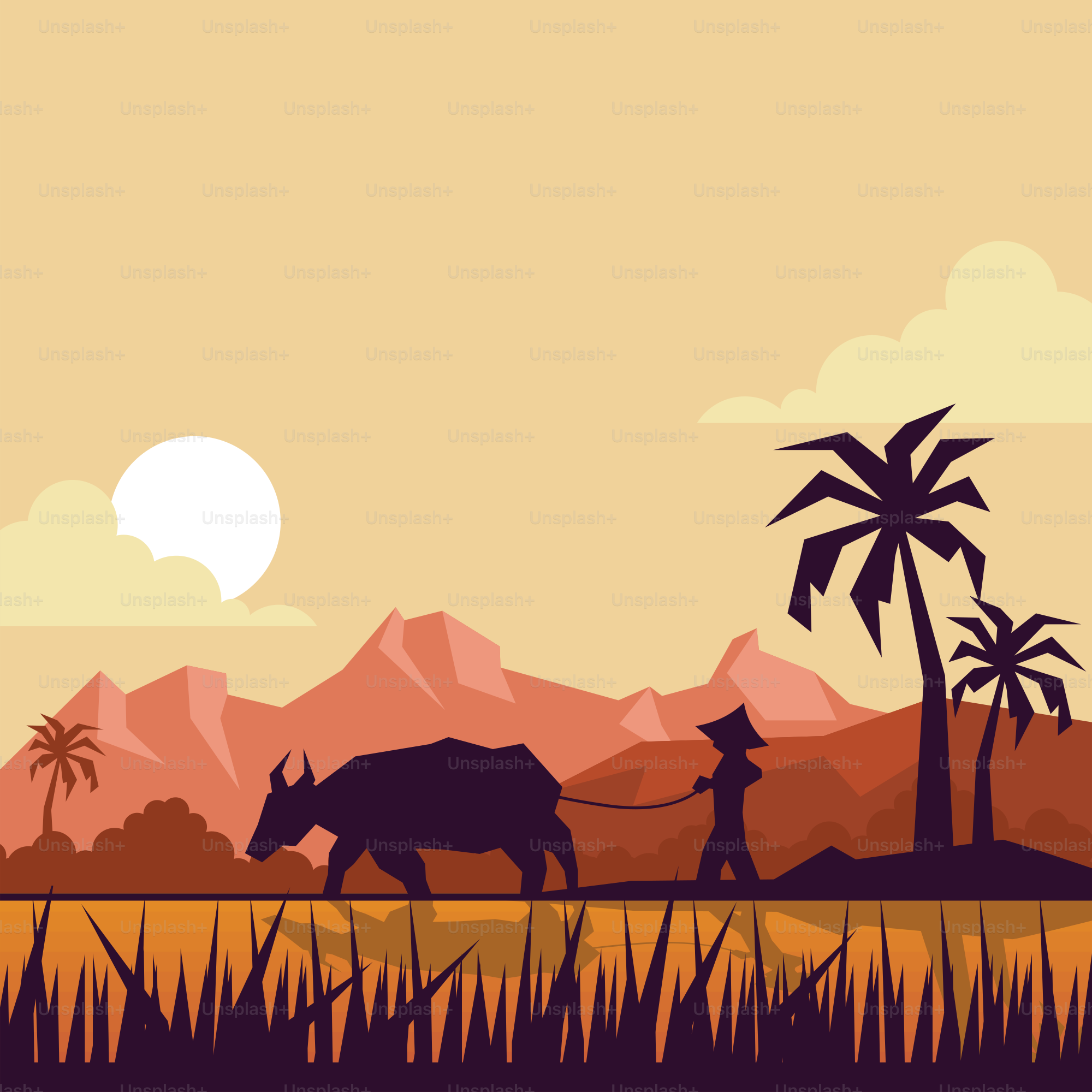 A man is plowing a field with an oxen