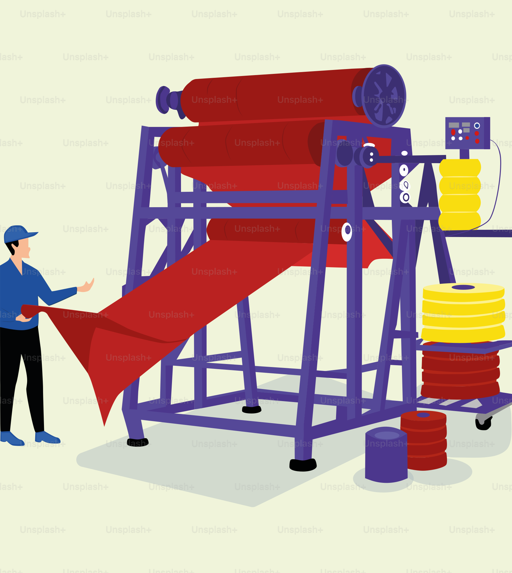 A man standing next to a giant red object