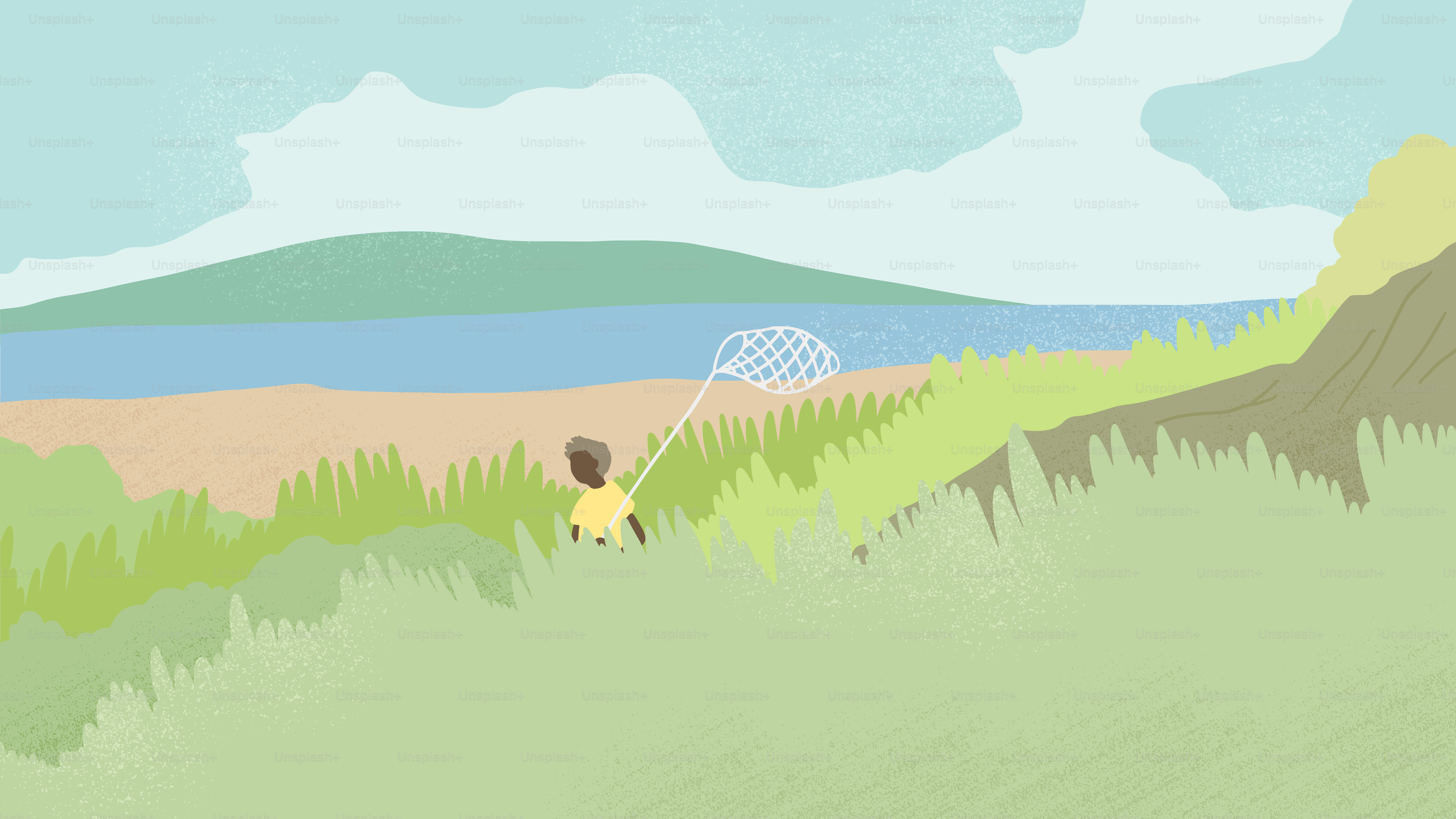 A boy is flying a kite in a field