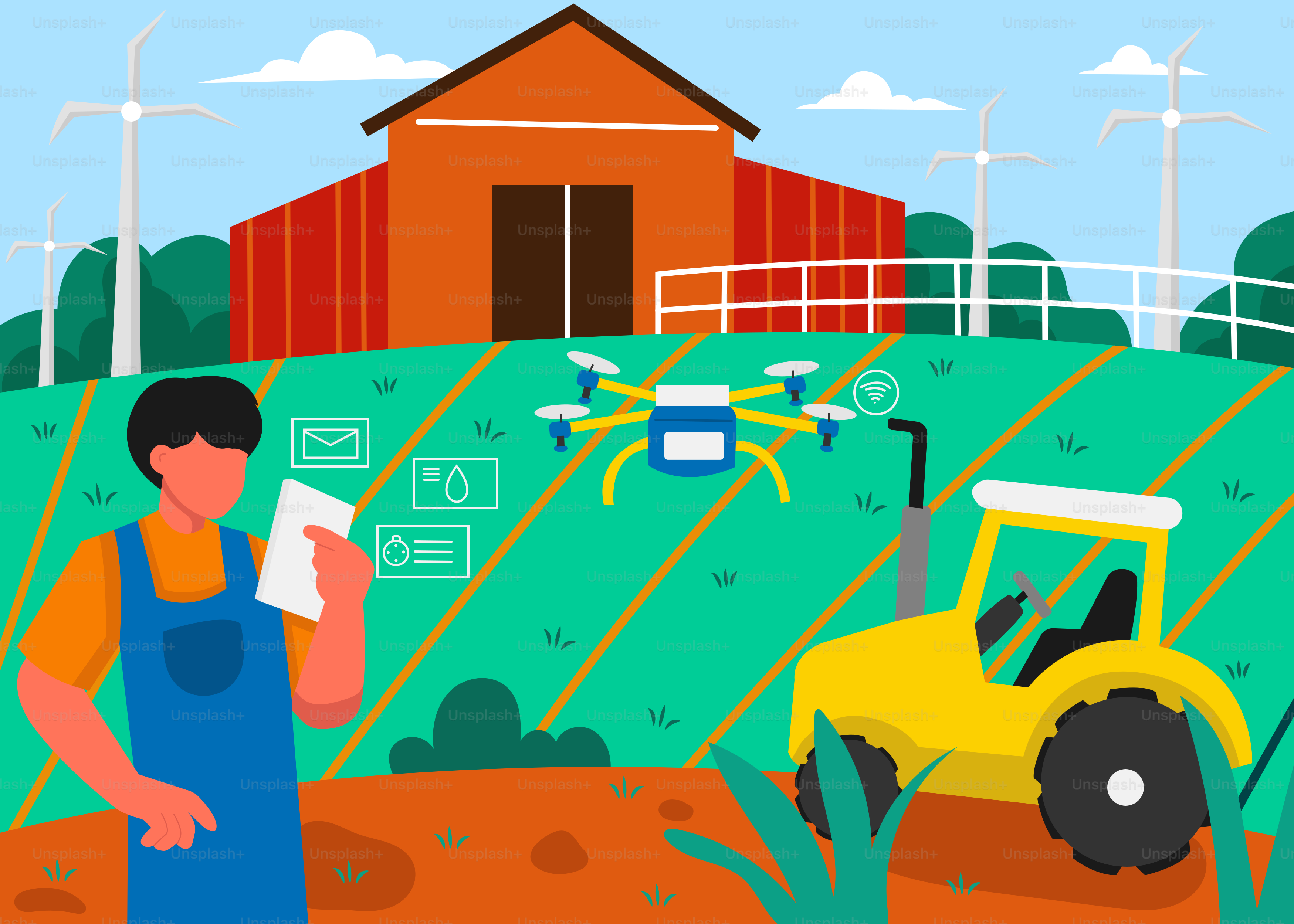 A man standing in front of a tractor in a field