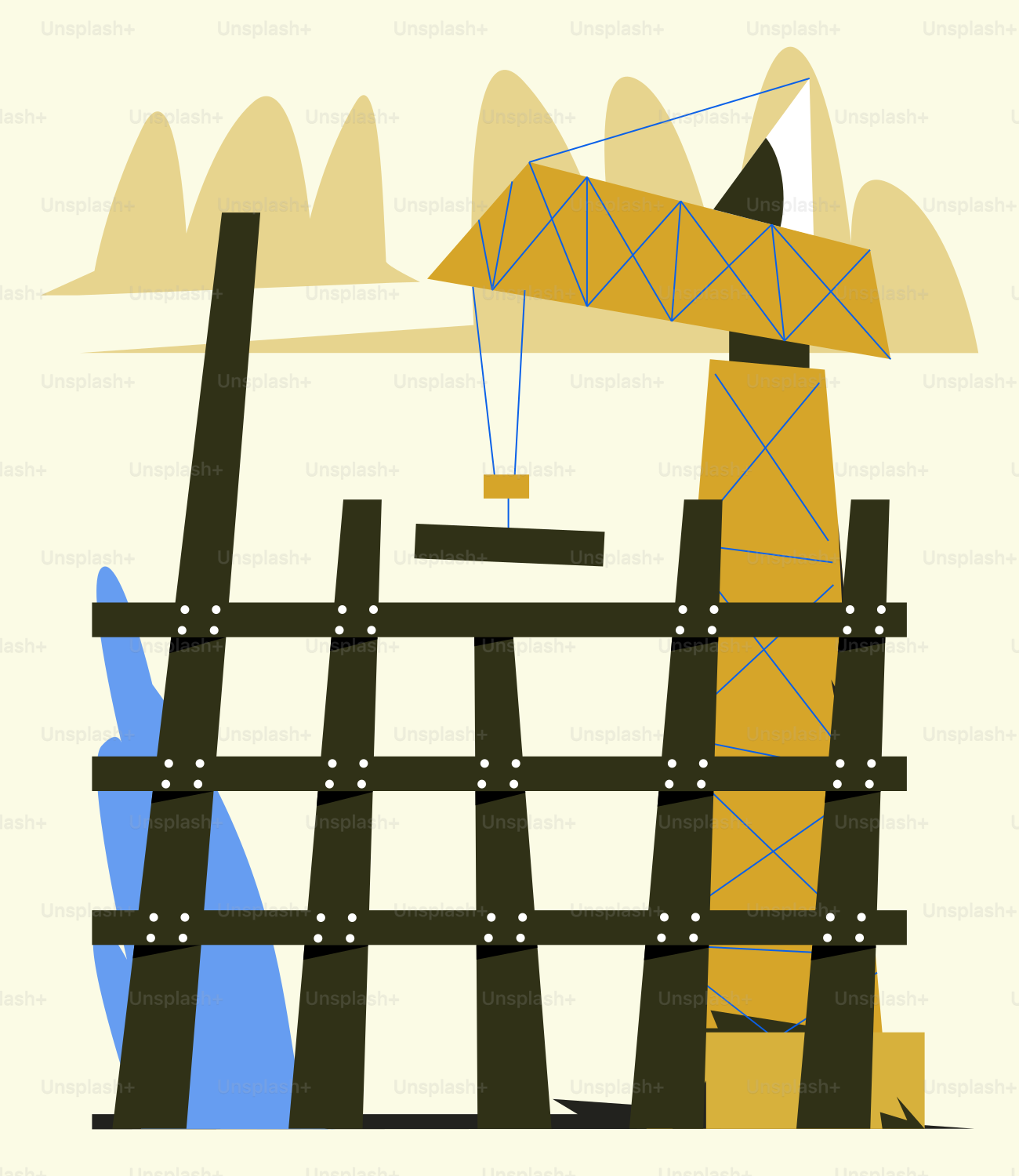 A drawing of a fence with a bird on top of it