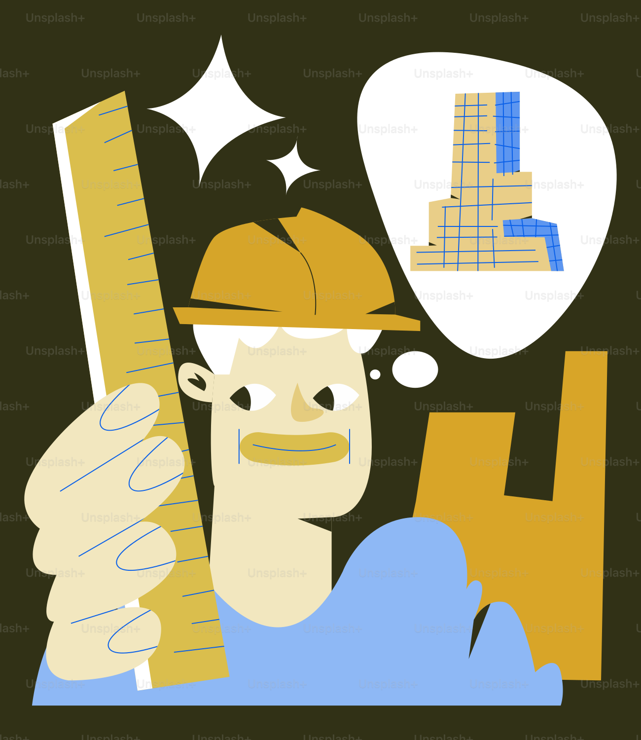 A man in a hard hat holding a ruler