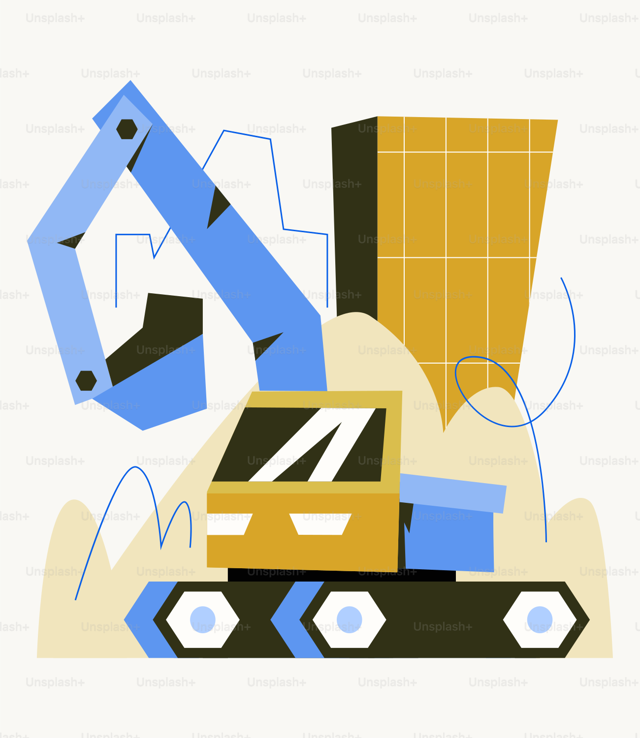 A stylized image of a construction vehicle