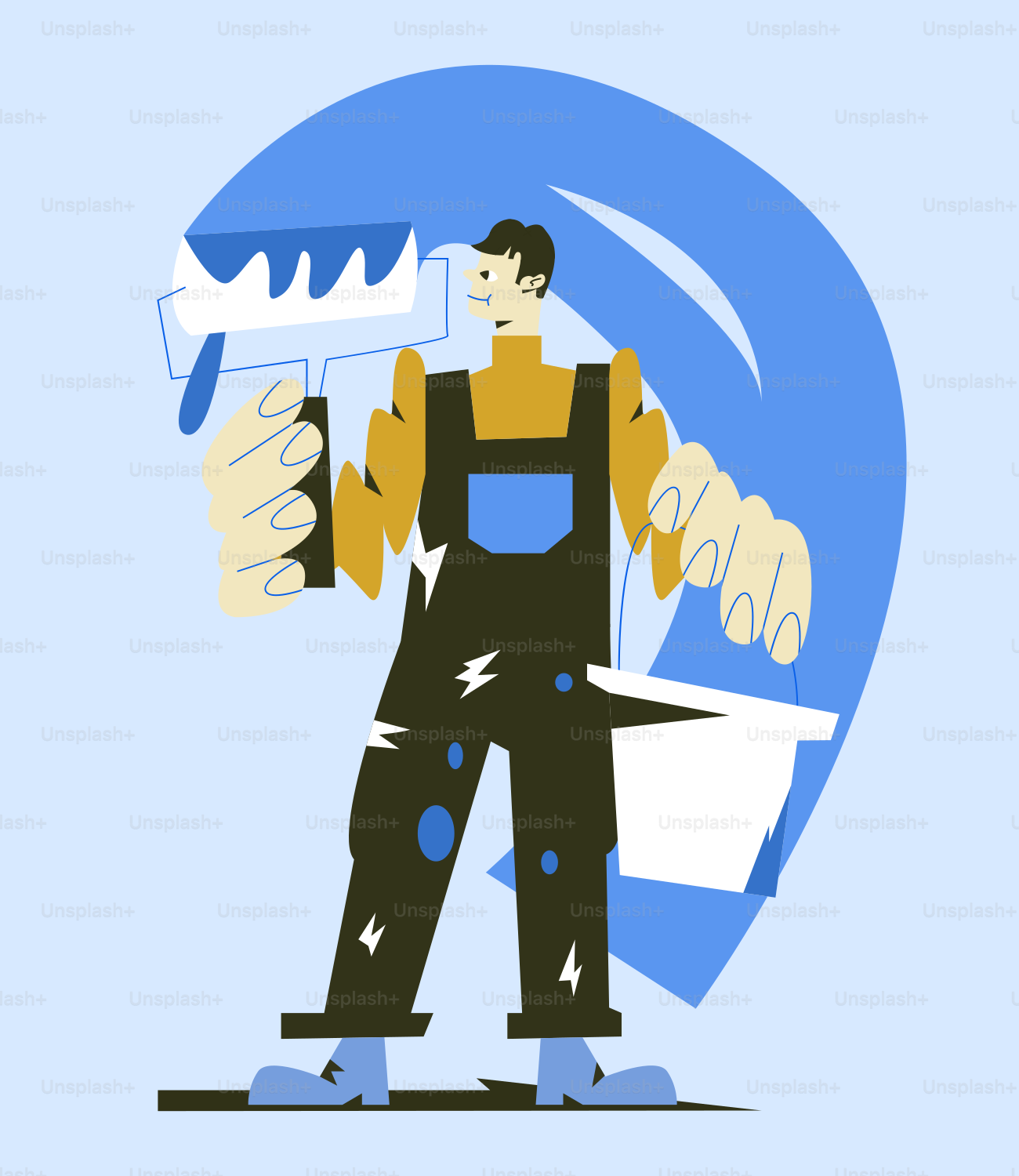 Ein Mann hält einen Pinsel in den Händen