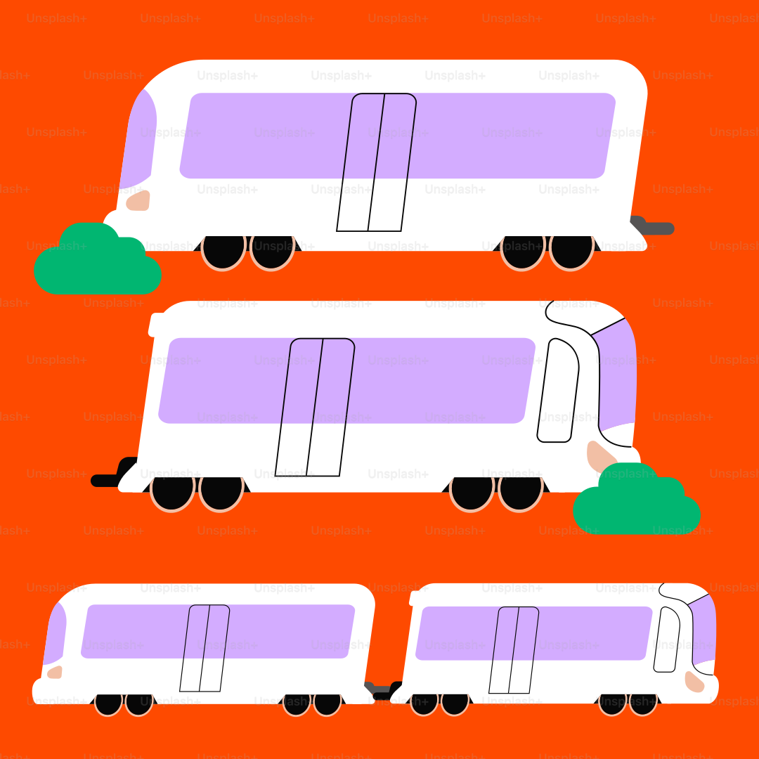 A picture of three buses on an orange background
