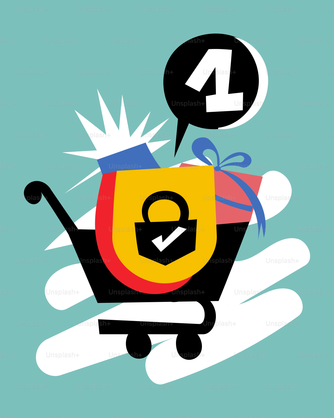 A hand holding a shopping cart with a lock on it