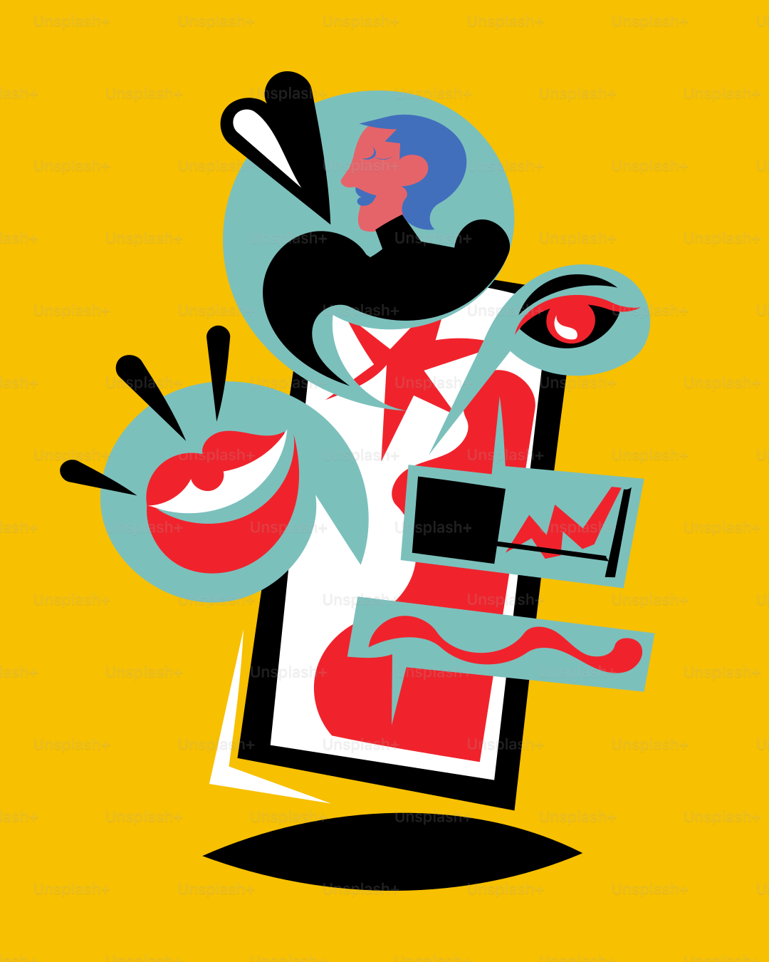 Ein gelber Hintergrund mit einem Bild einer Frau