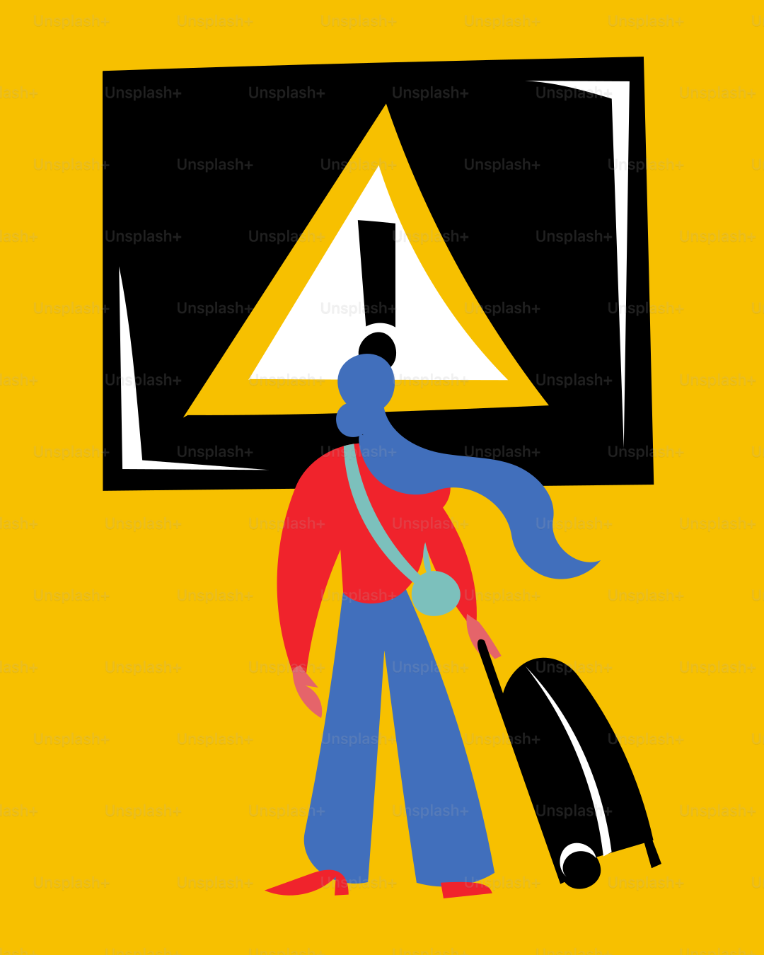 Eine Person, die mit einem Koffer vor einem Spiegel steht