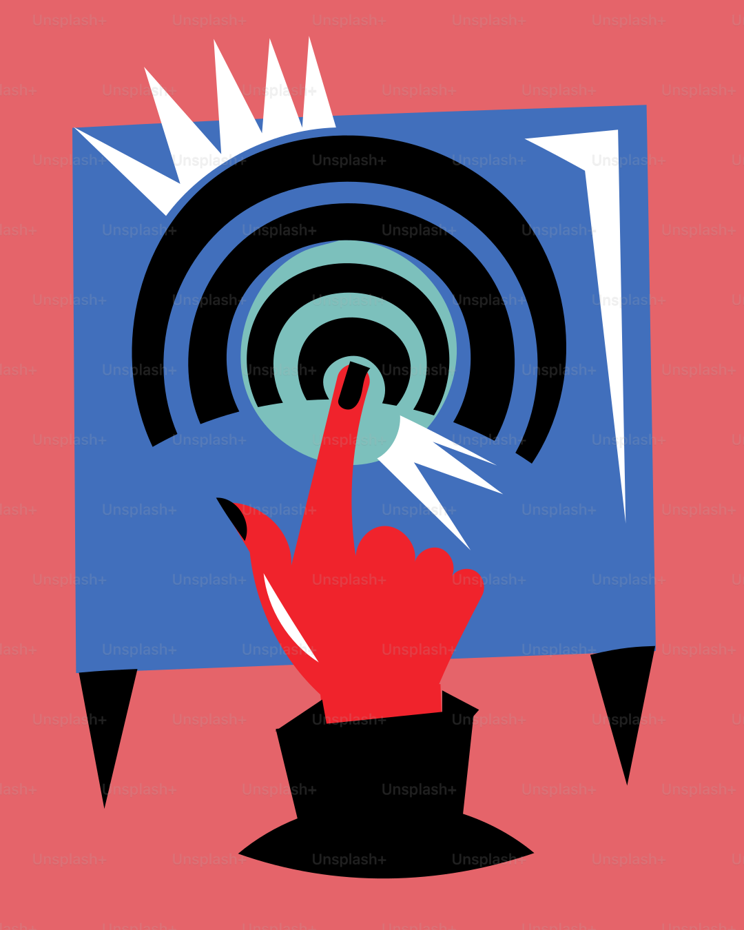 Eine Person, die mit dem Finger auf einen Bildschirm zeigt