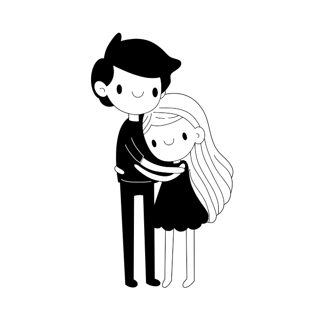 A drawing of a man holding a little girl