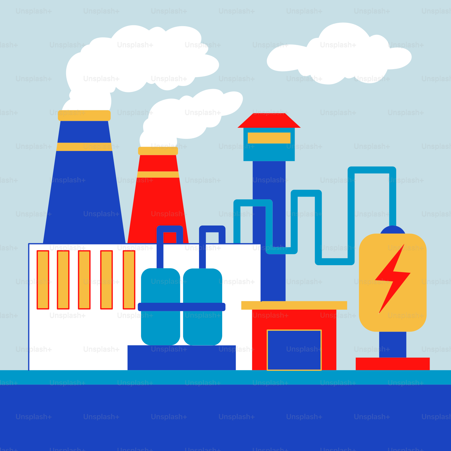 A factory with a lot of smoke coming out of it