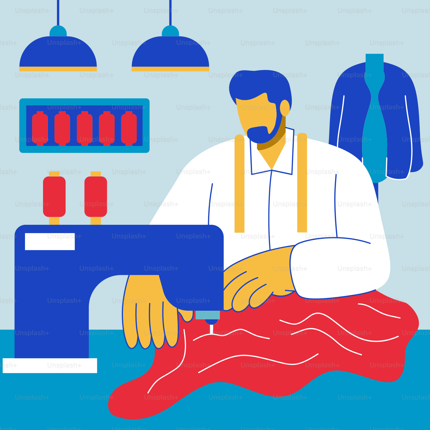 A man working on a sewing machine