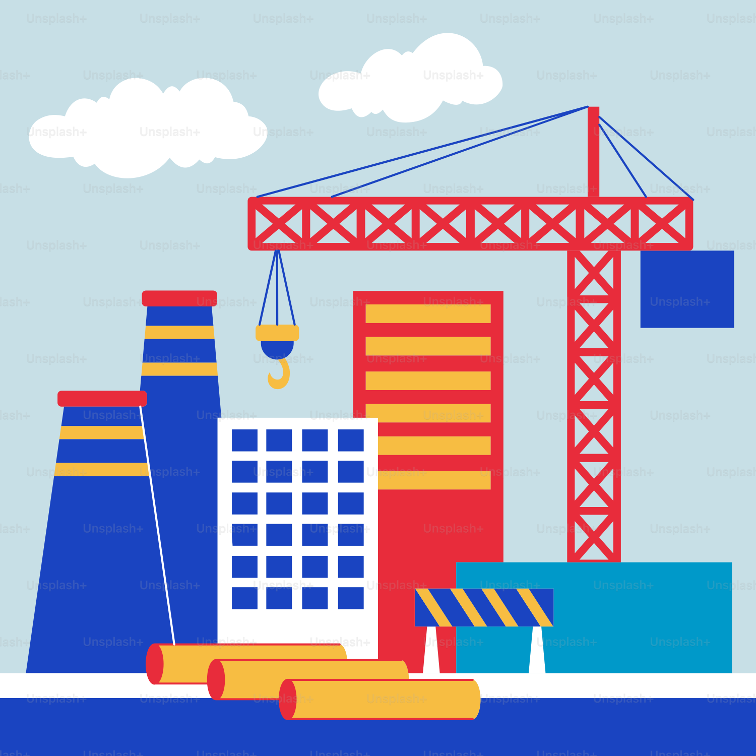 A picture of a crane and a building under construction