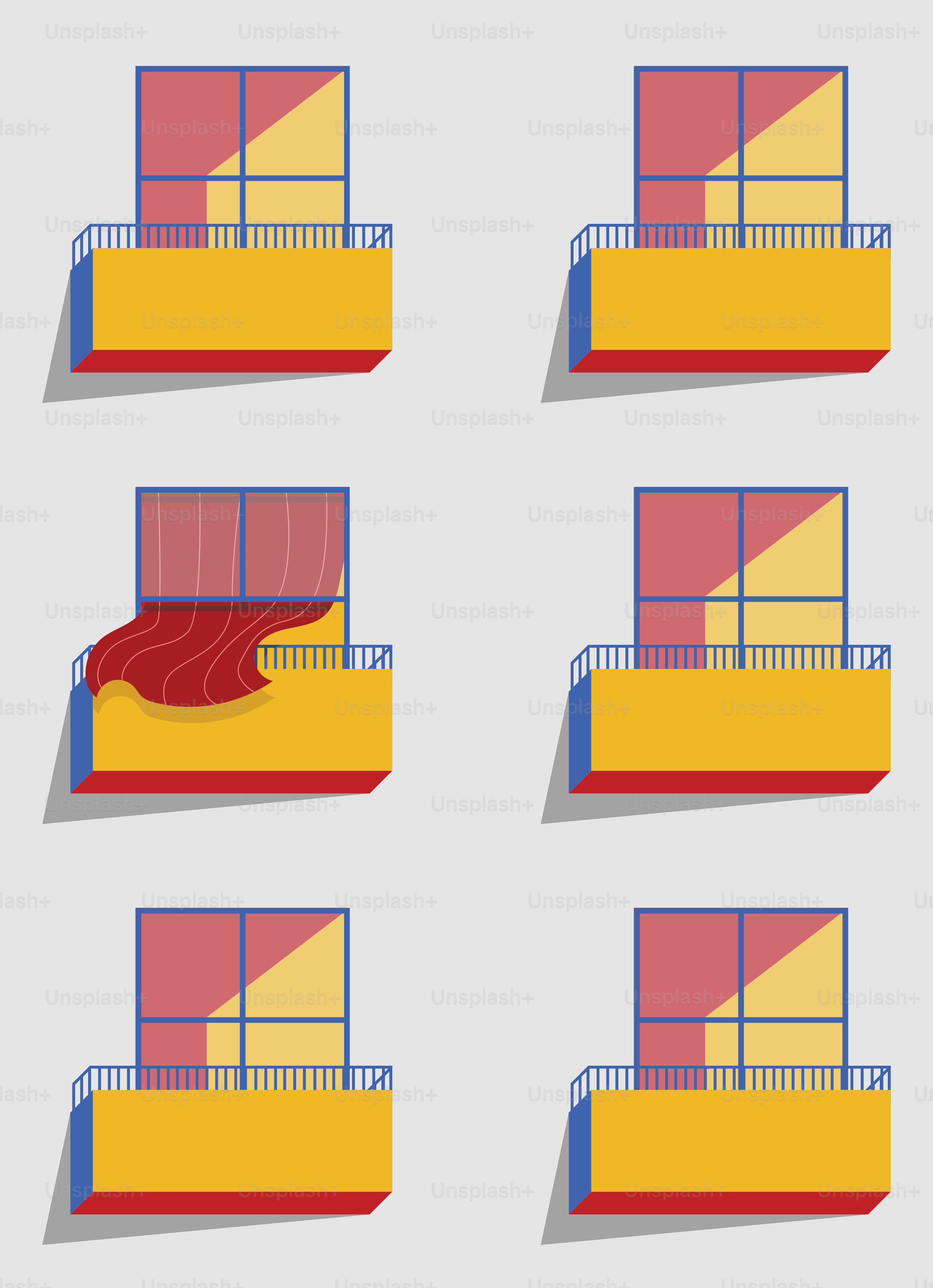 A set of windows with different shapes and colors