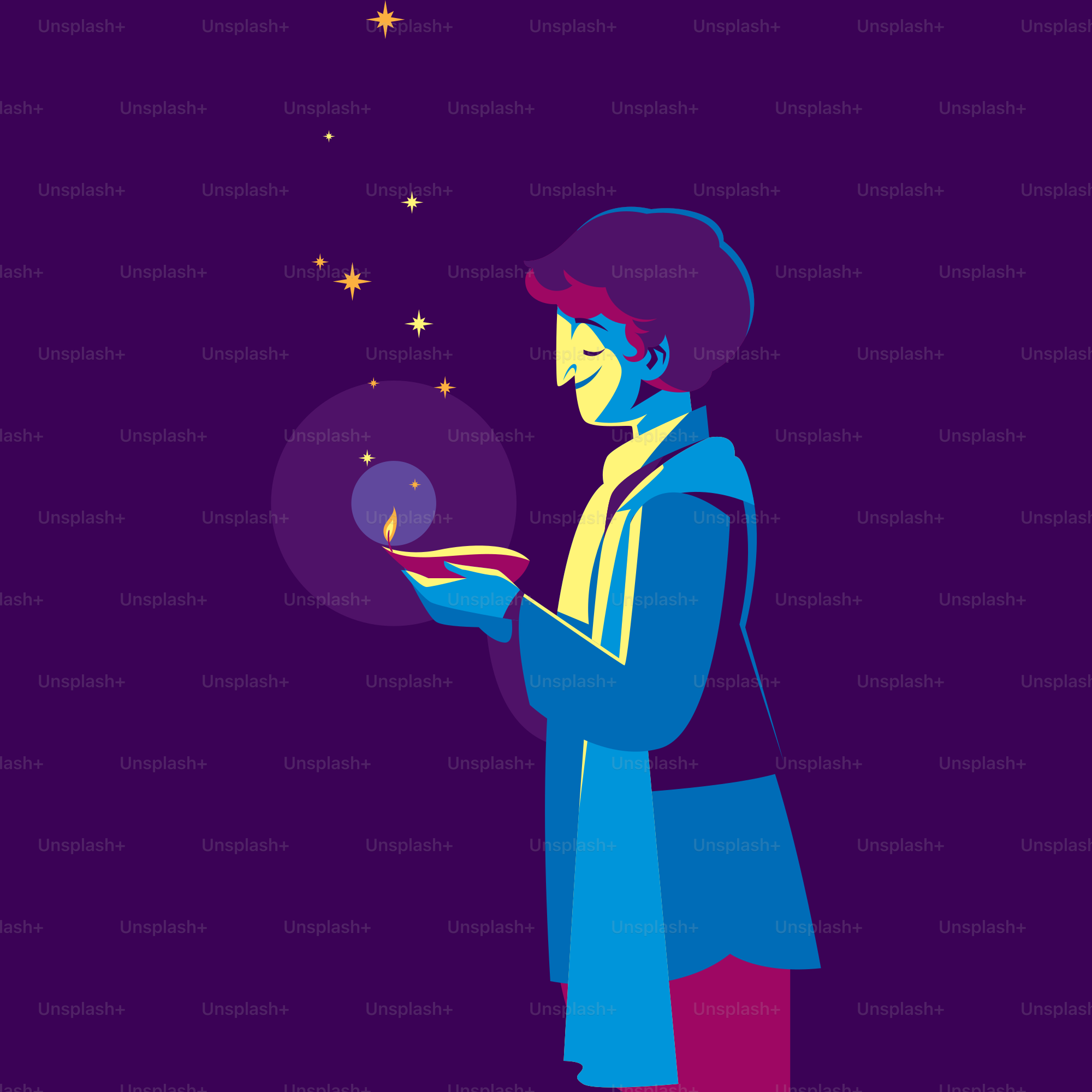 A man holding a crystal ball in his hand