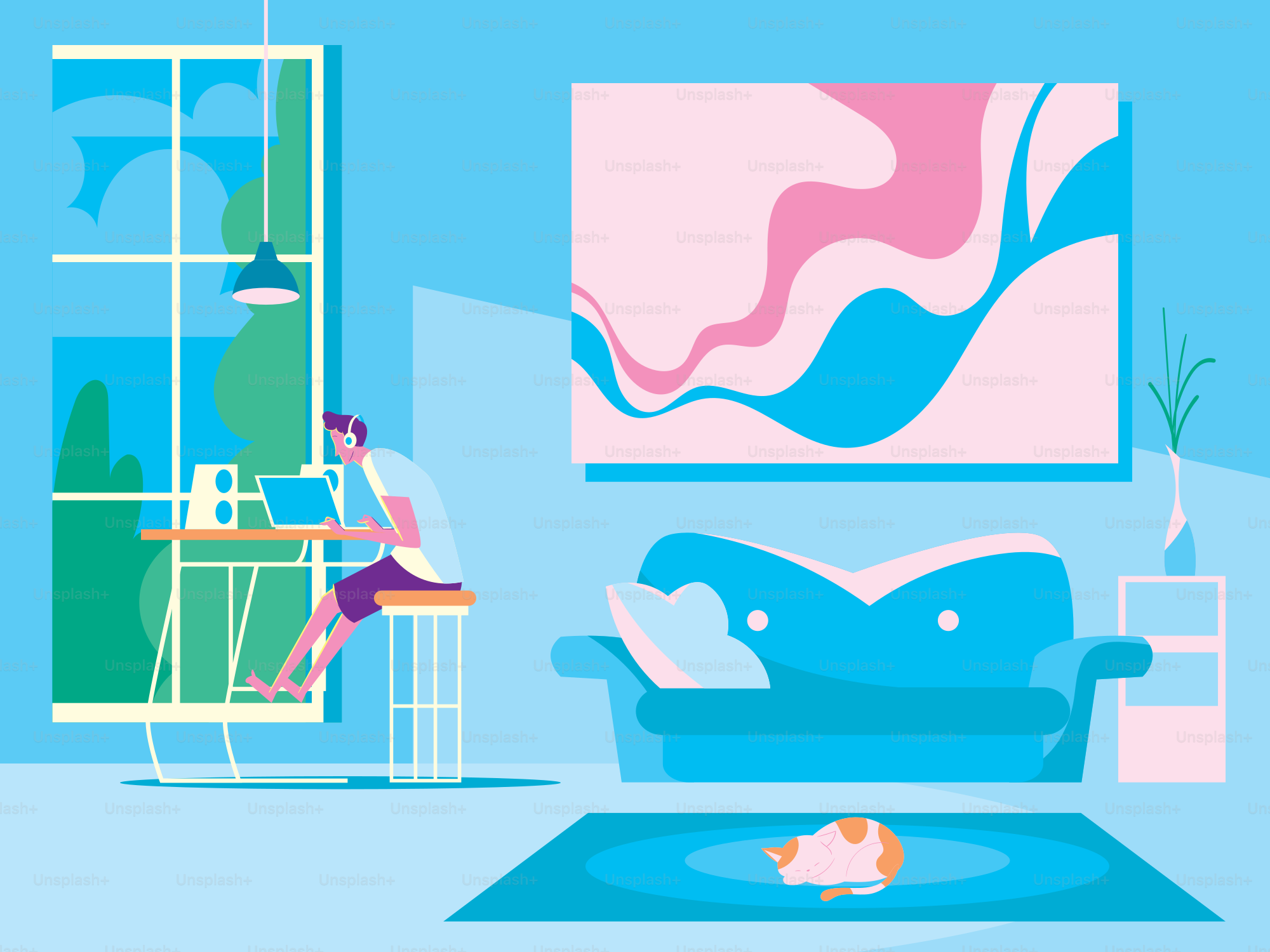 Una mujer sentada en un sofá en una sala de estar