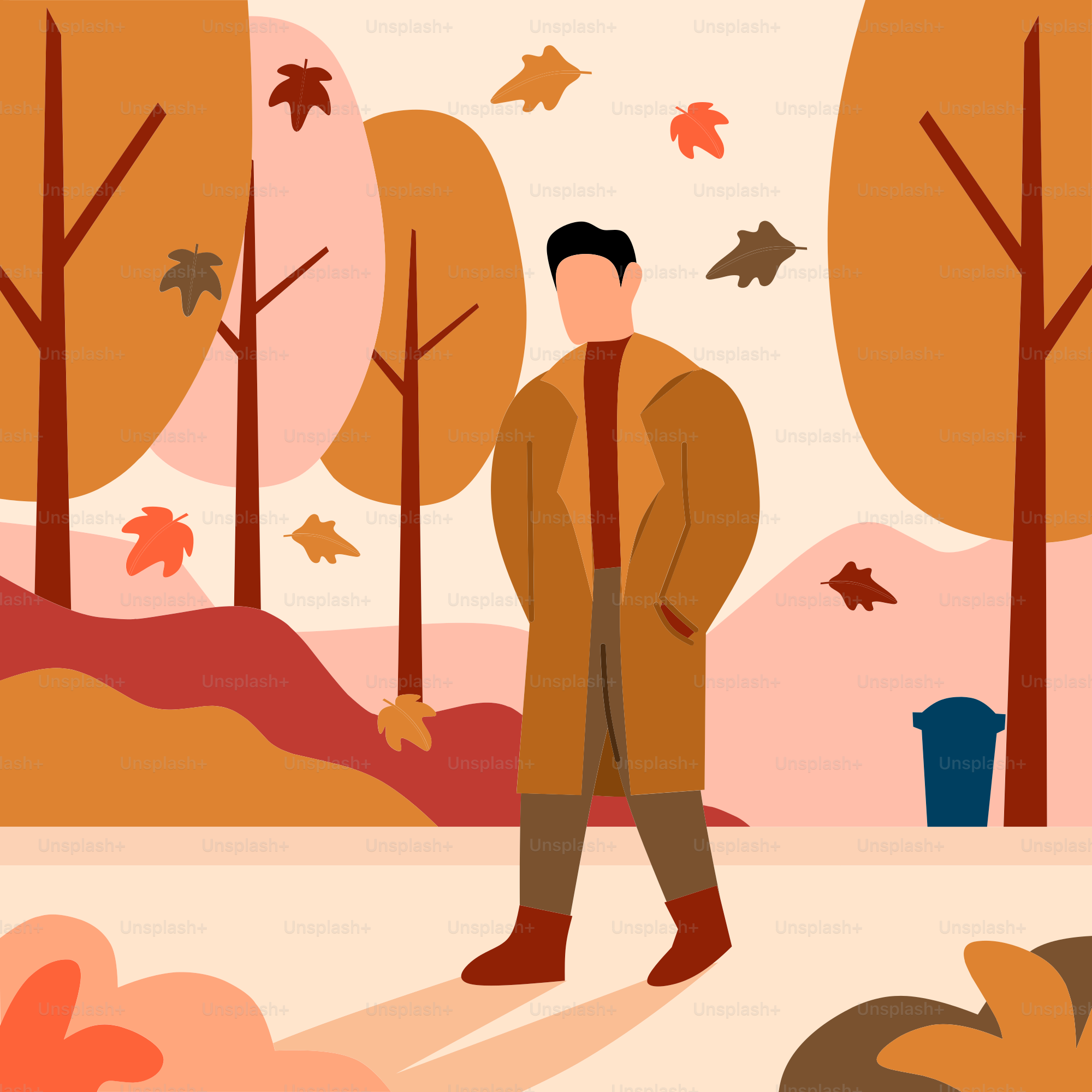 A man standing in front of a forest filled with leaves