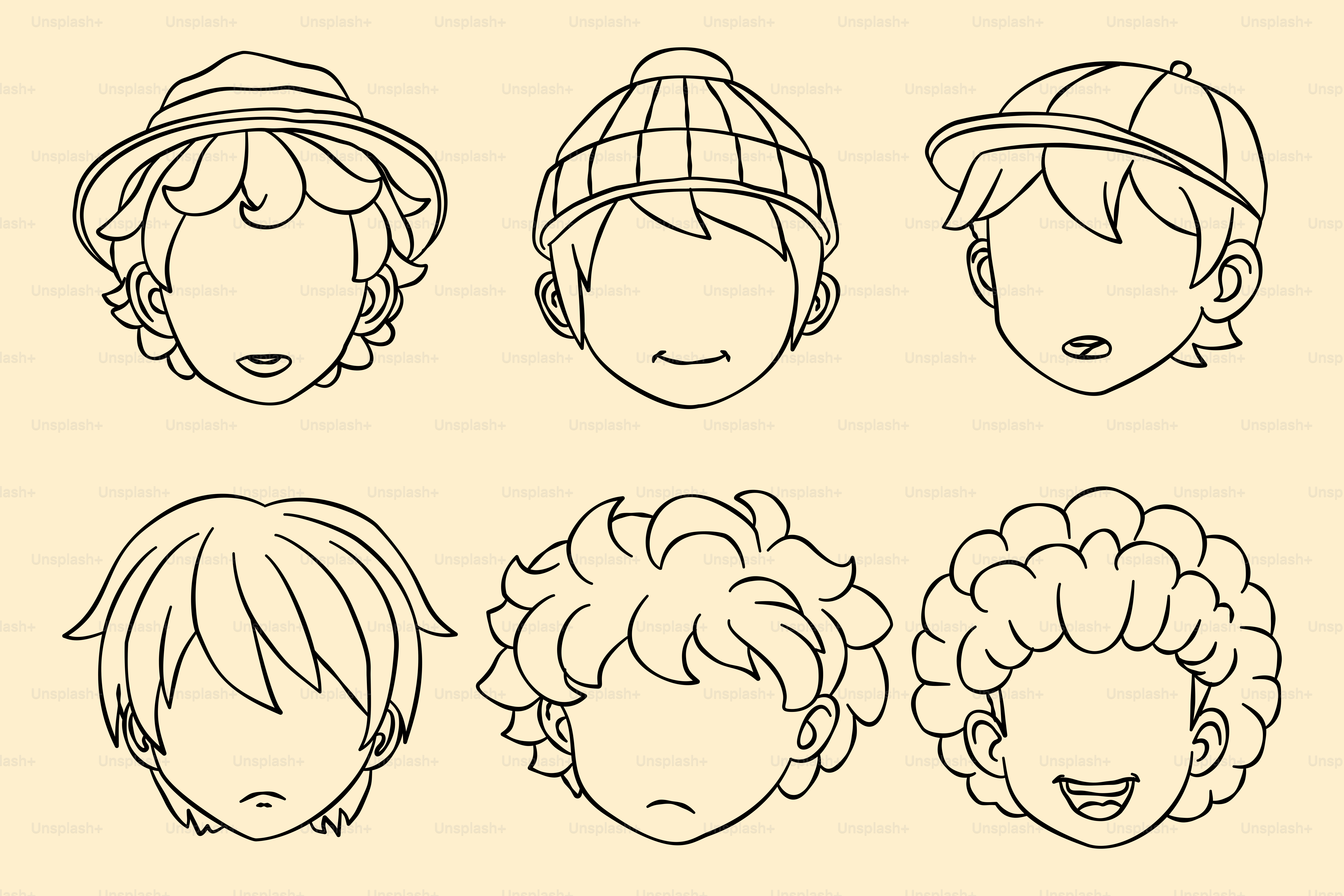 A drawing of a bunch of different hairs