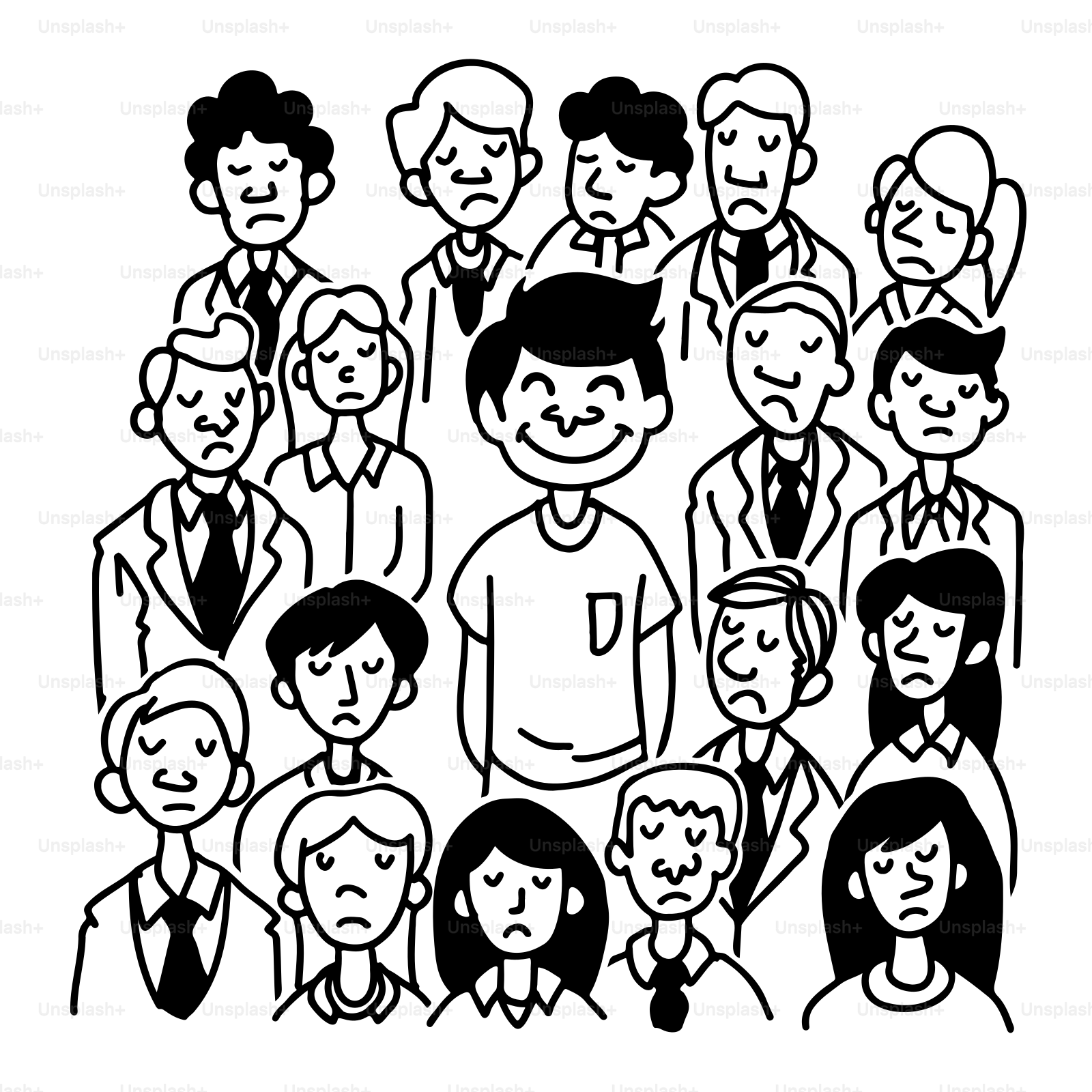 Un dessin en noir et blanc d'une foule de personnes vectoriel – Image de  Abstrait sur Unsplash, image size:1080x1080