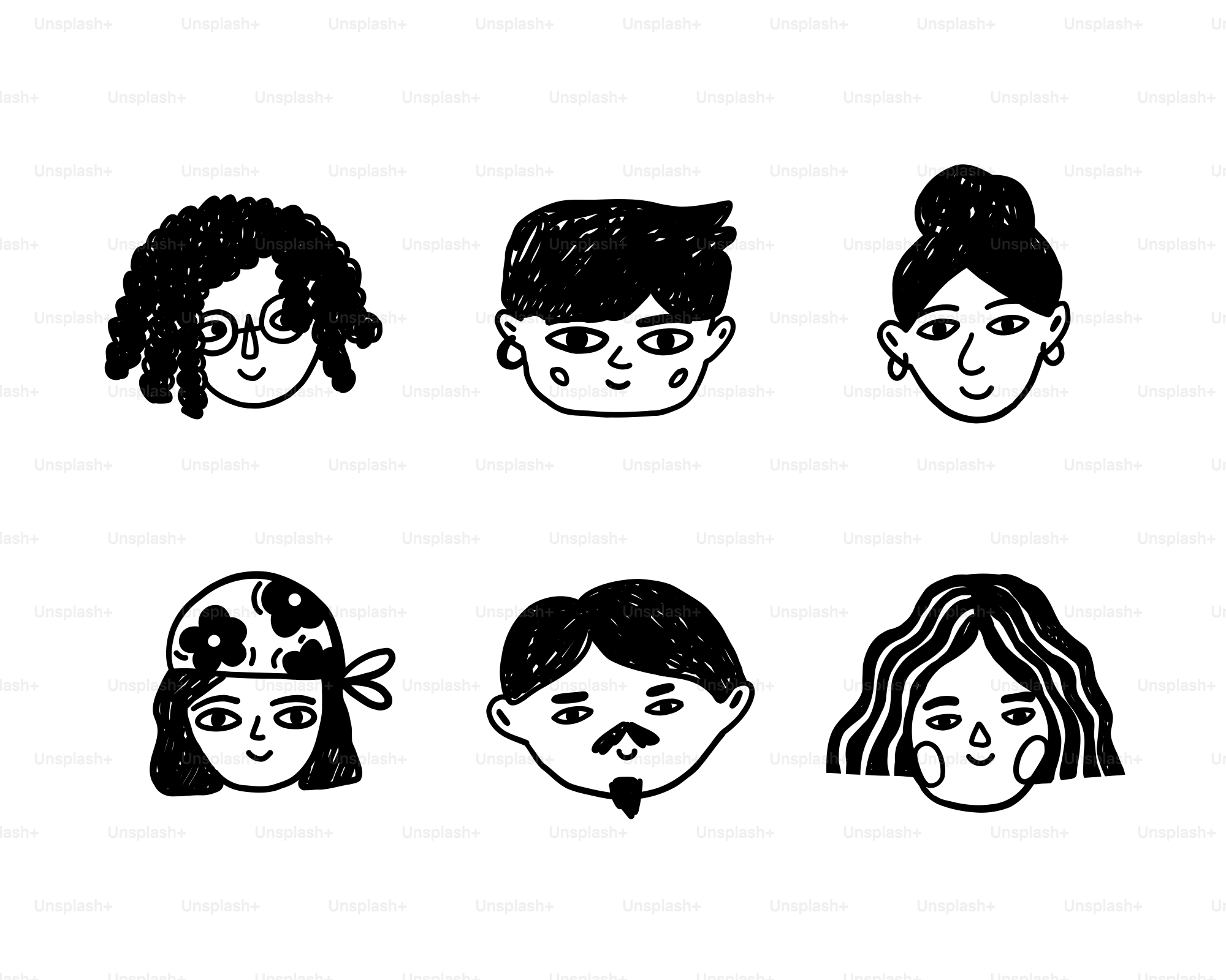 A group of people with different hair styles