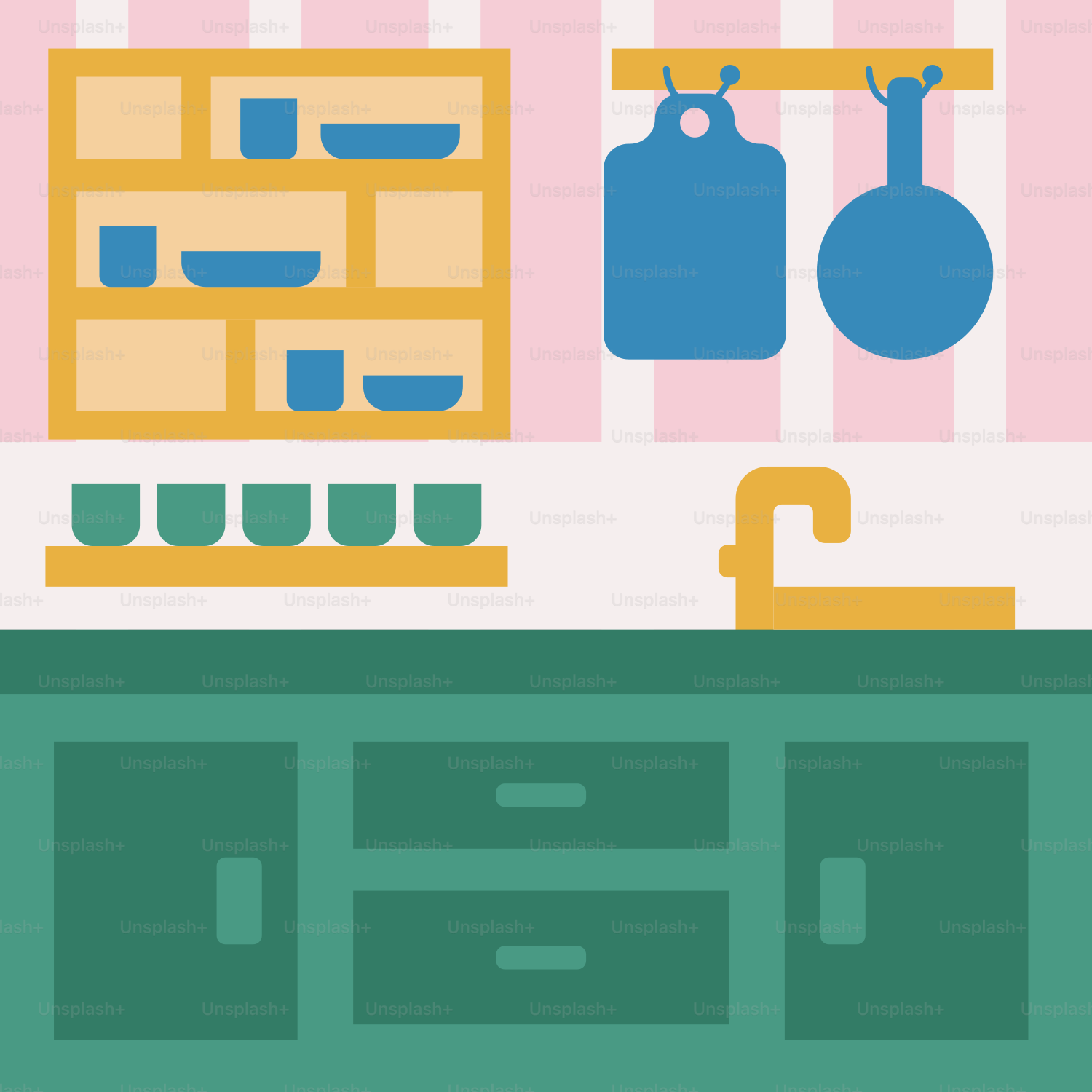 A kitchen with a sink and a counter top