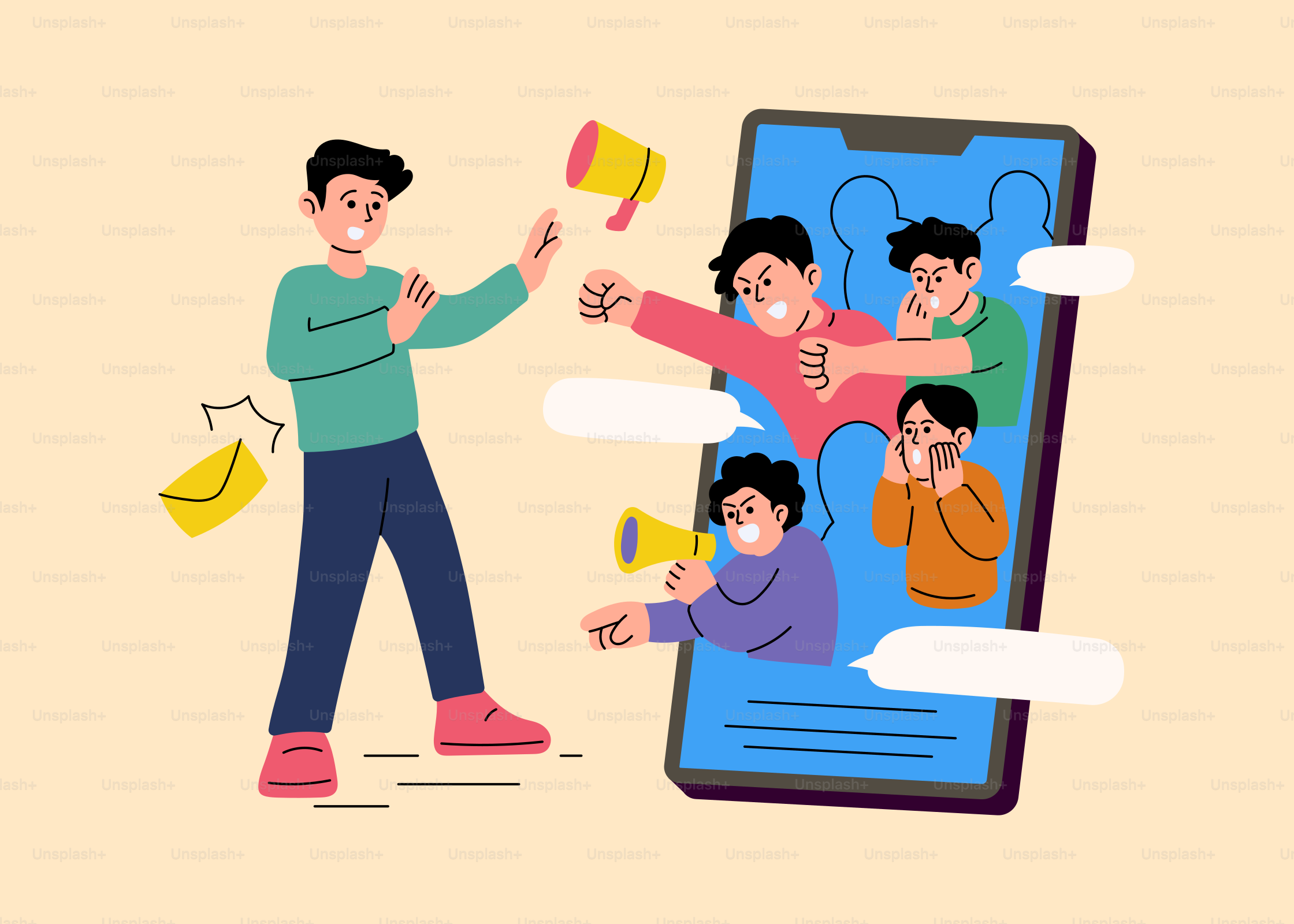 A group of people standing next to a cell phone