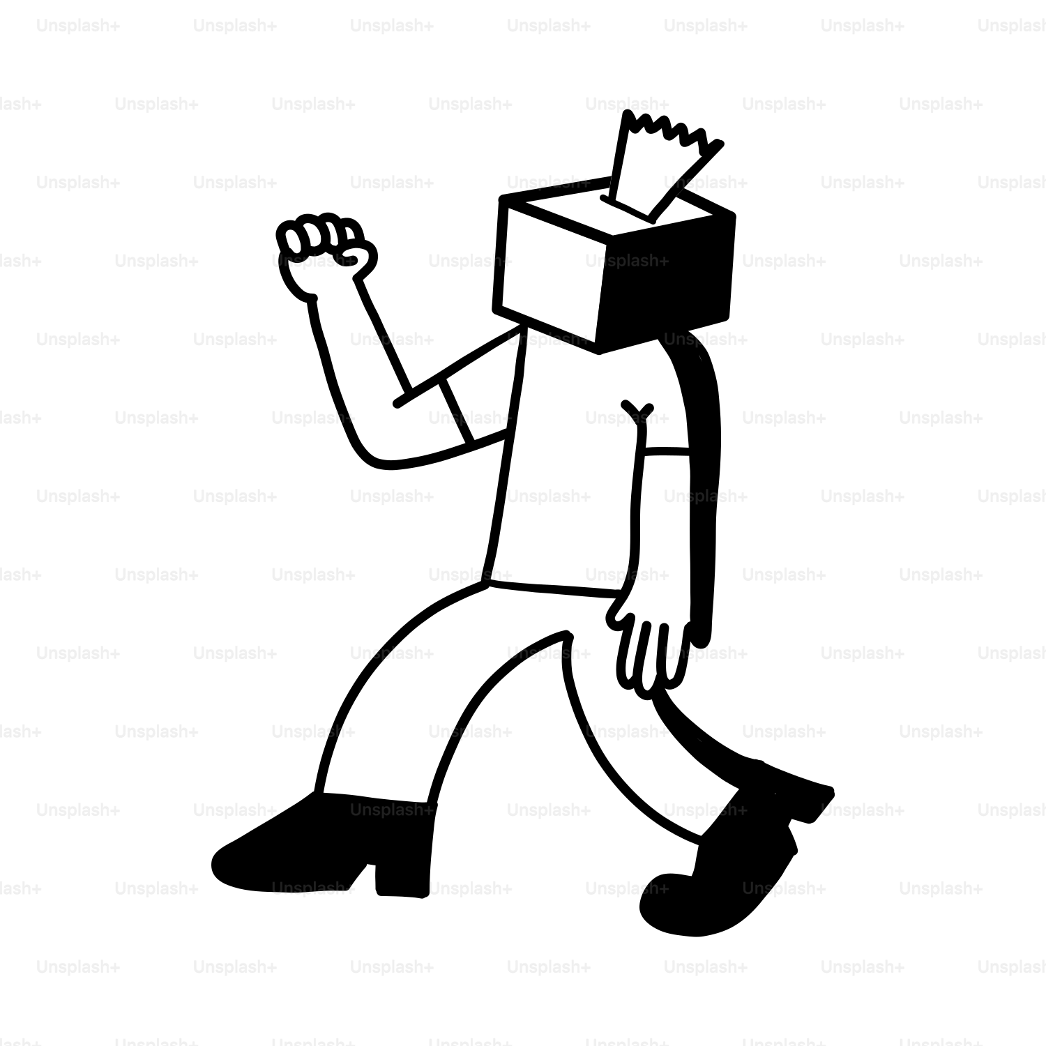 Un hombre con una caja en la cabeza caminando