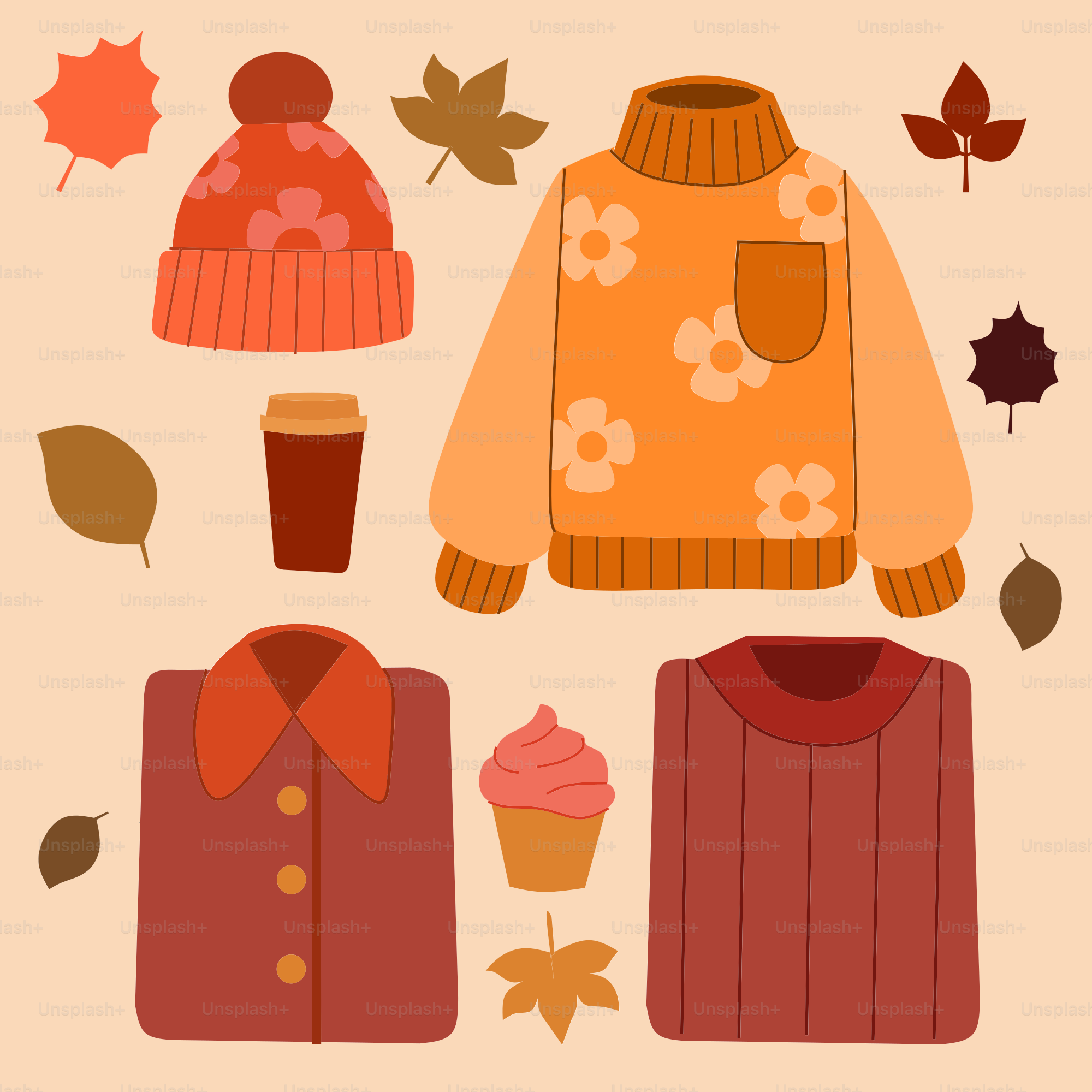 A picture of a sweater and a cup of coffee